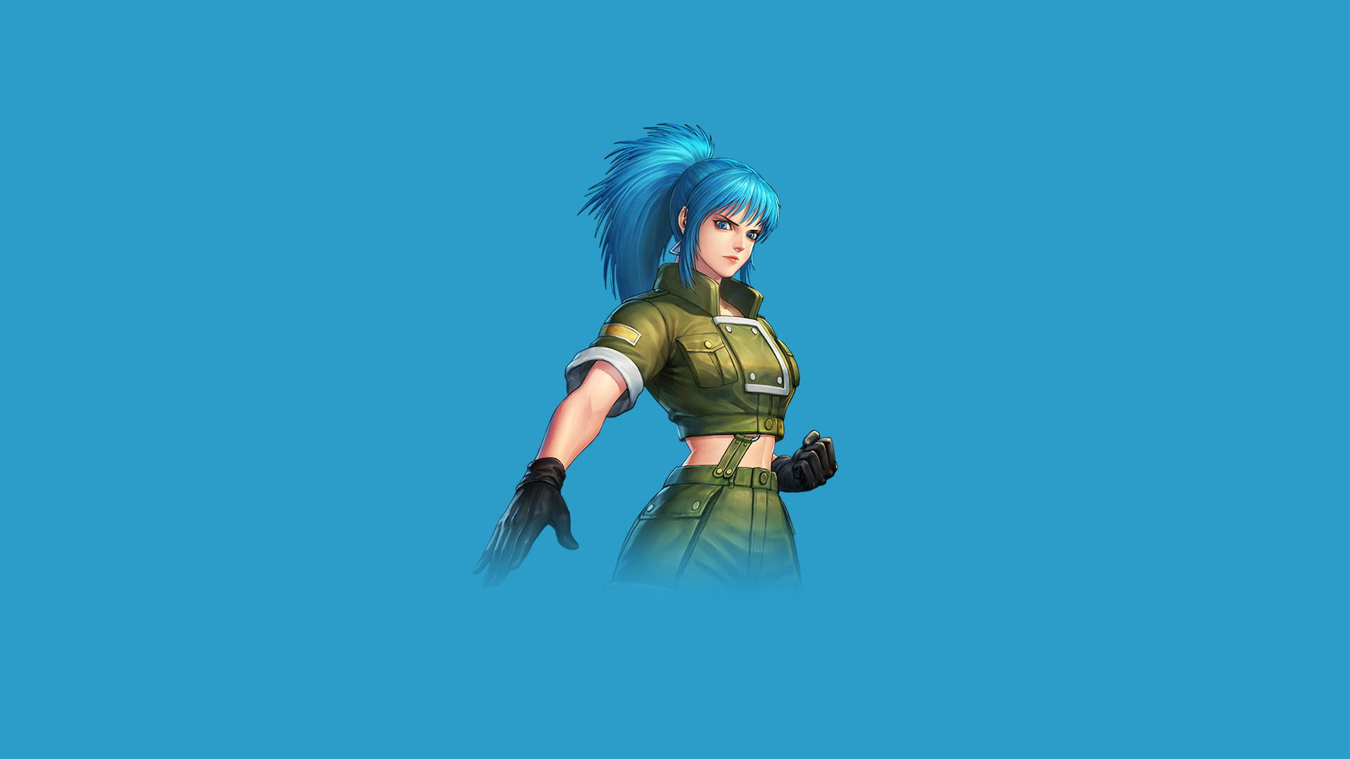 Leona Heidern King Of Fighters Video Games Video Game Characters Video Game Girls Blue Hair Ponytail 1920x1080
