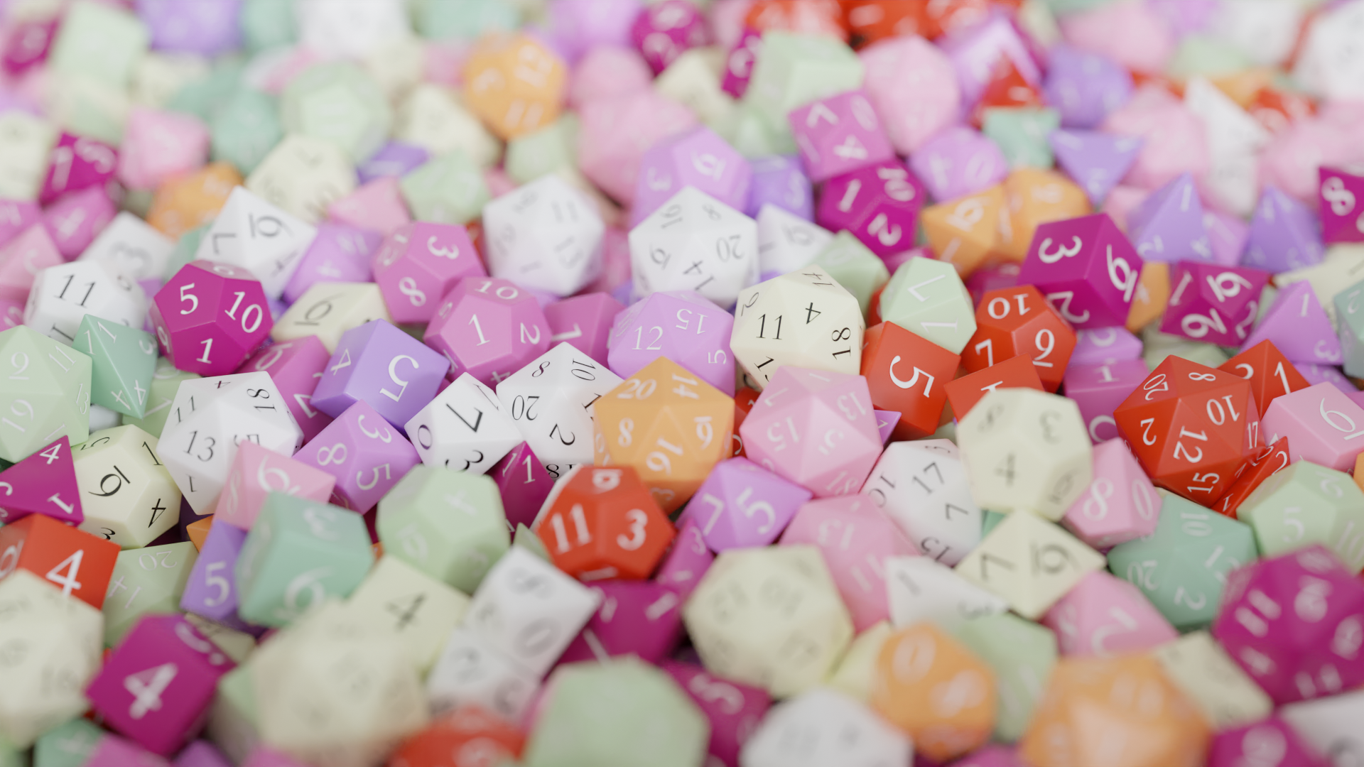 Dice Dungeons Dragons Dungeons And Dragons D20 Pastel 3D CGi Digital Art Render 1920x1080