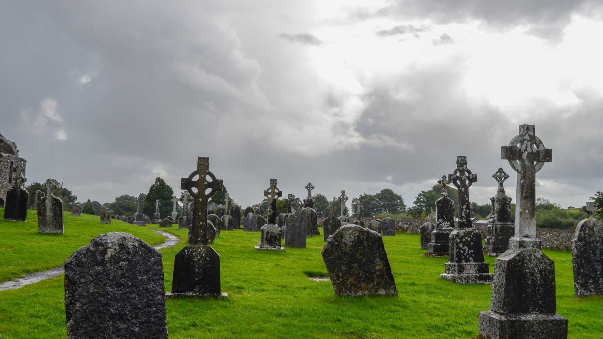 Cemetery Clonmacnoise Cross Ireland Monastery 1920x1080