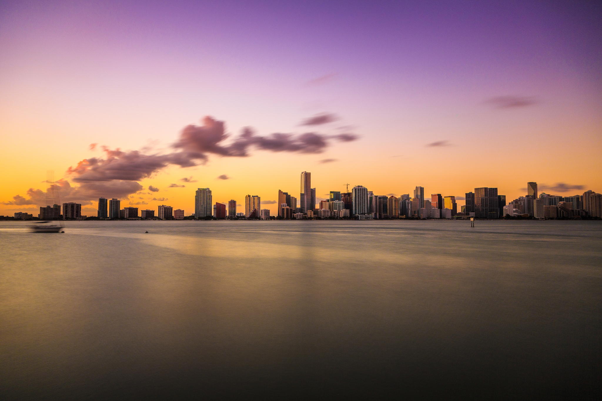 Evening Florida Miami Ocean Sky Skyscraper Sunset 2048x1365