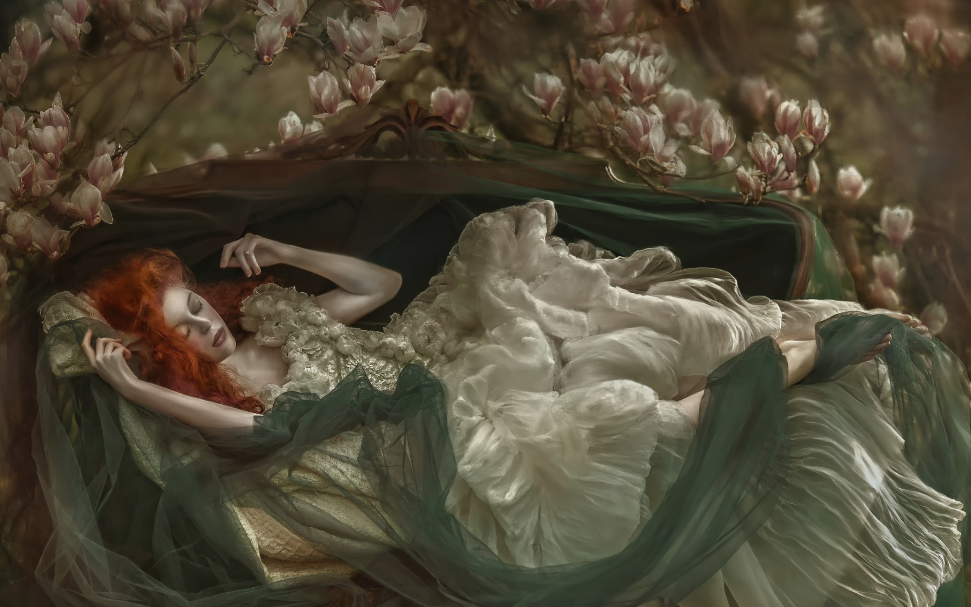 Magnolia Mood Redhead Sleeping Woman 1920x1200