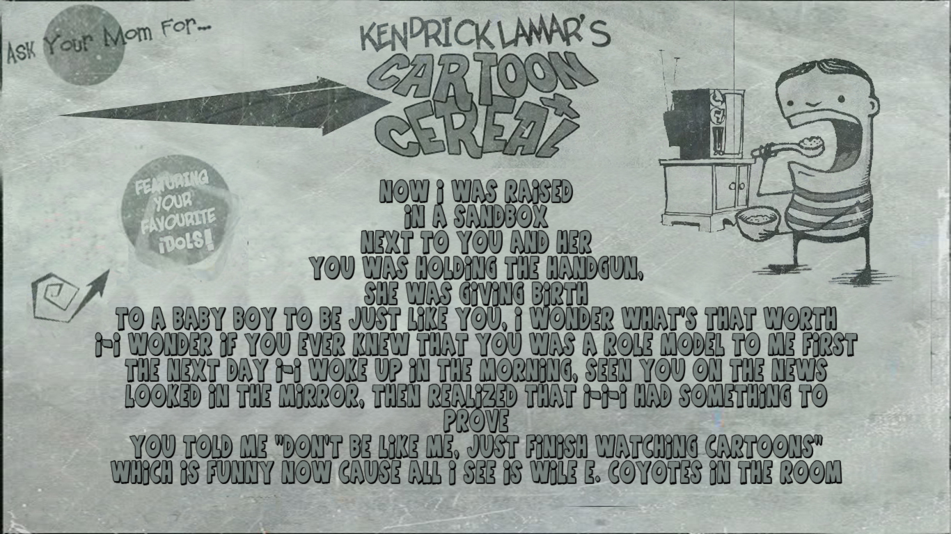 Cartoon Cereal Hip Hop Kendrick Lamar Rap 1366x768