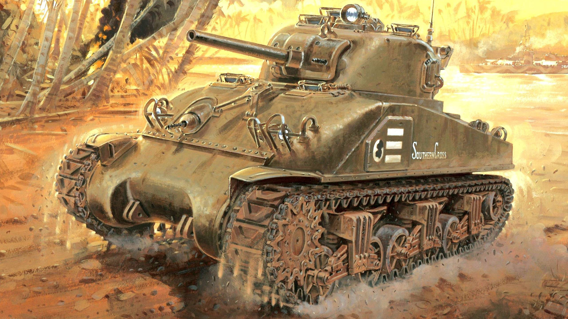 Artistic M4 Sherman Tank 1920x1080