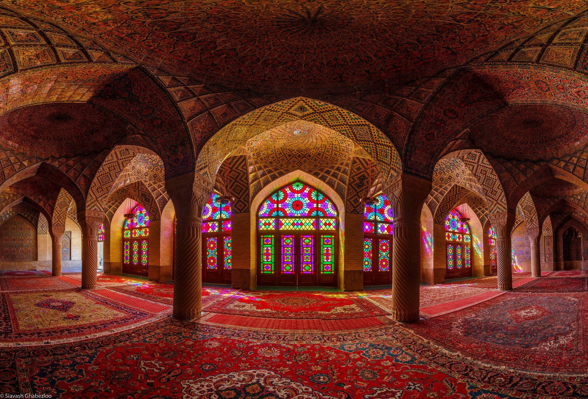 Arch Colorful Colors Iran Mosque Stained Glass 2048x1389