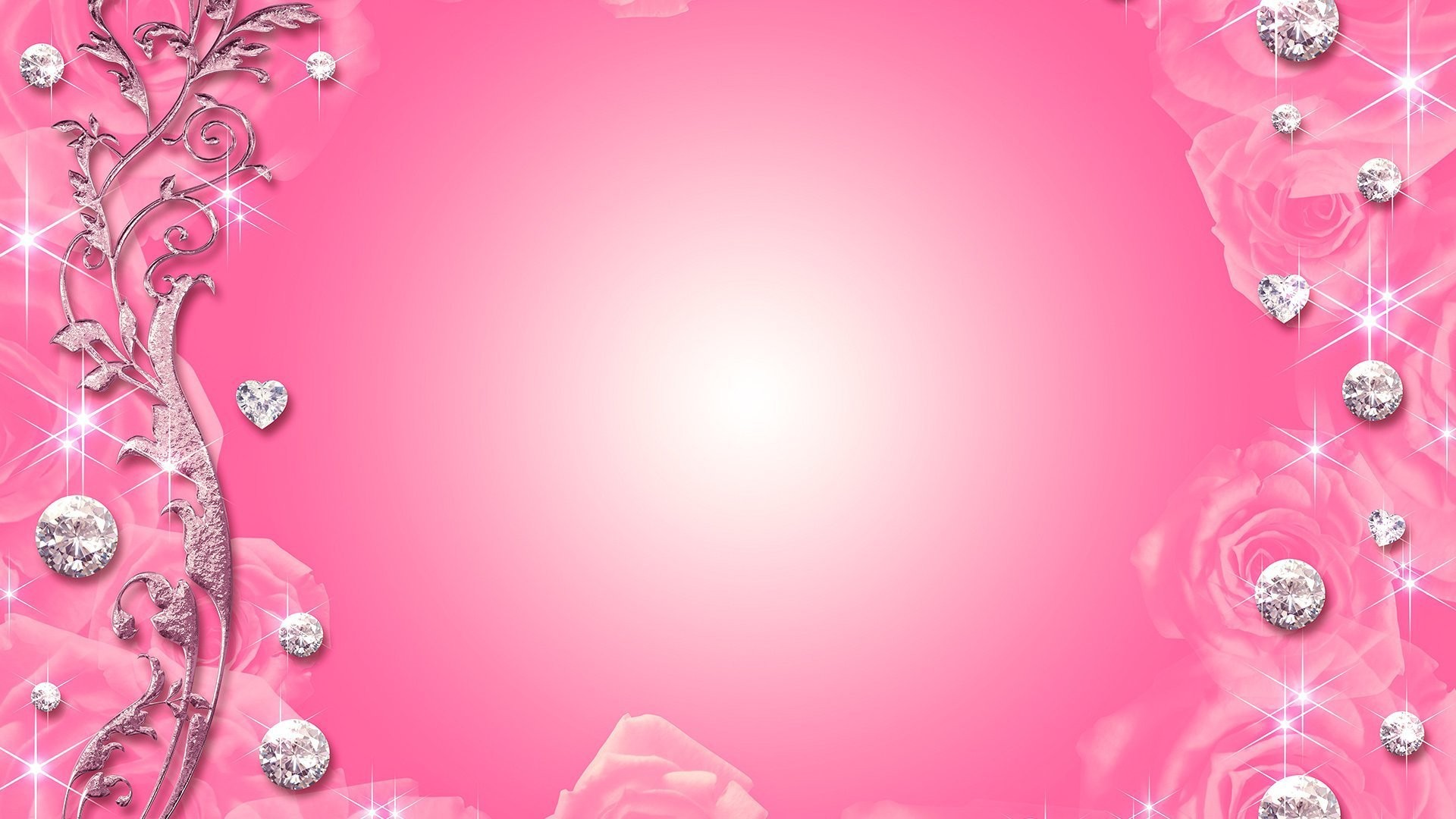 Artistic Diamond Pink Rose 1920x1080