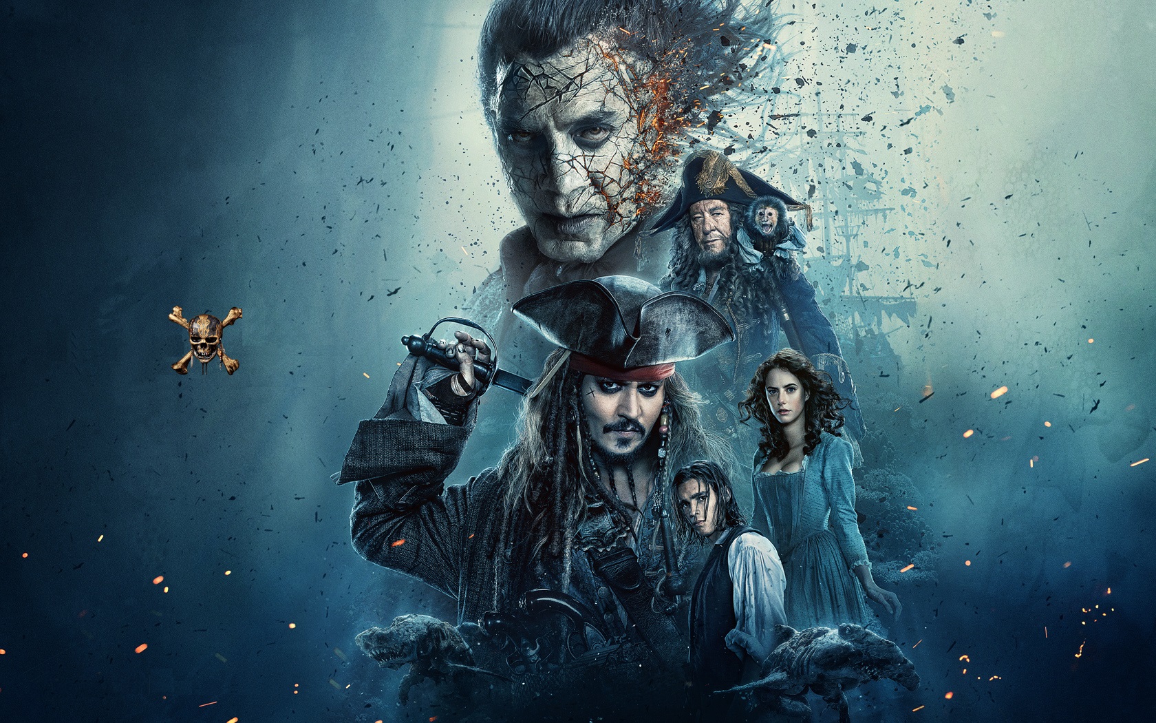 Brenton Thwaites Captain Salazar Carina Smyth Geoffrey Rush Hector Barbossa Henry Turner Jack Sparro 1680x1050