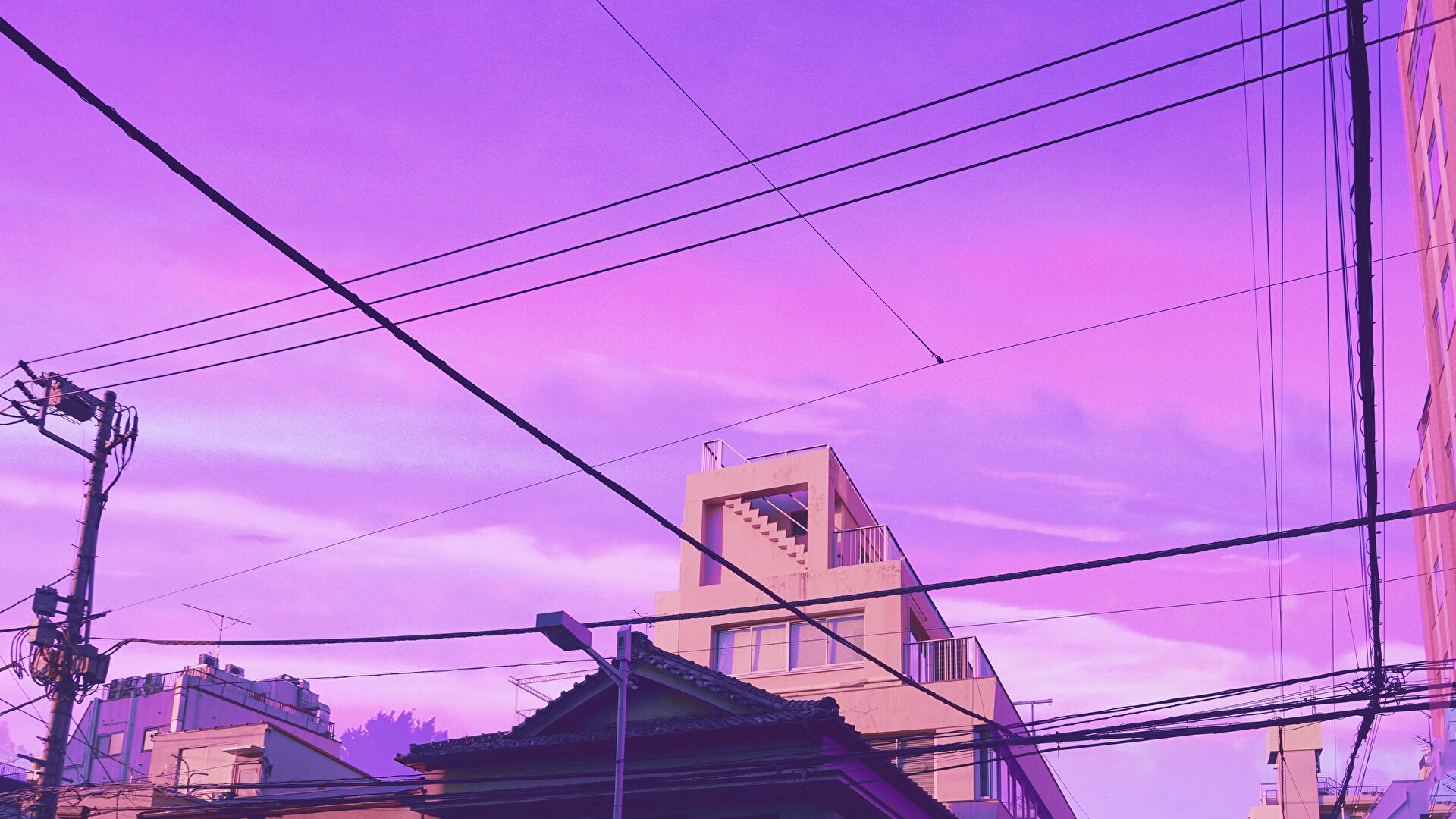 Purple Sky Wires 1920x1080