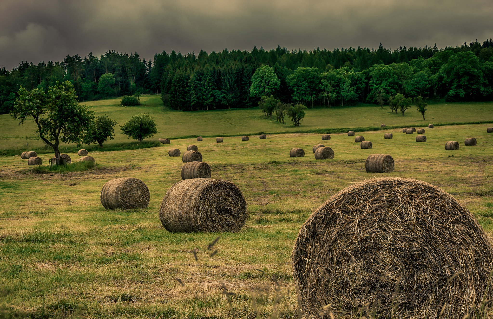 Field Haystack Nature Summer 2047x1326