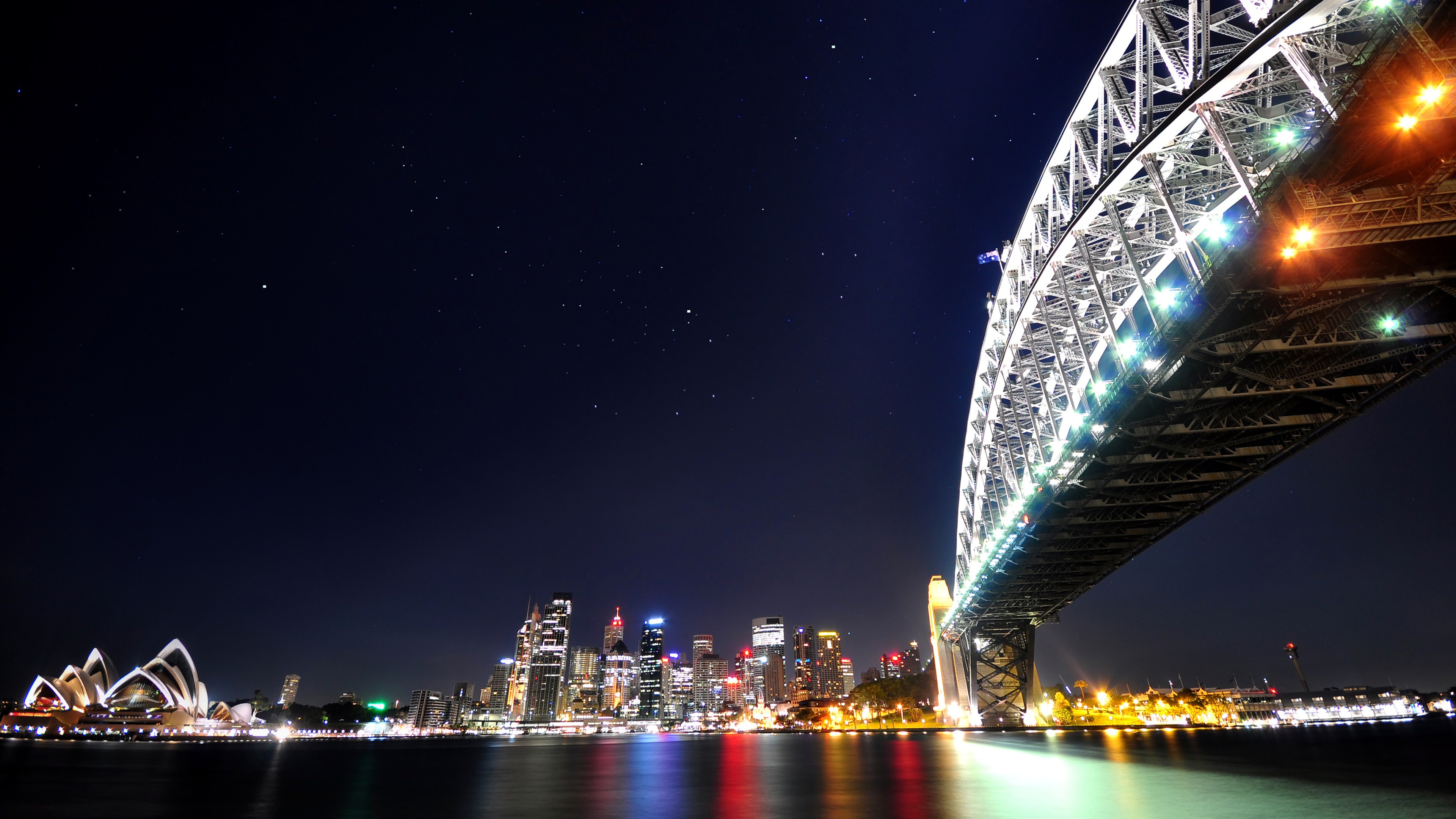 Australia Bridge Night Sydney Sydney Harbour Bridge Sydney Opera House 3840x2160