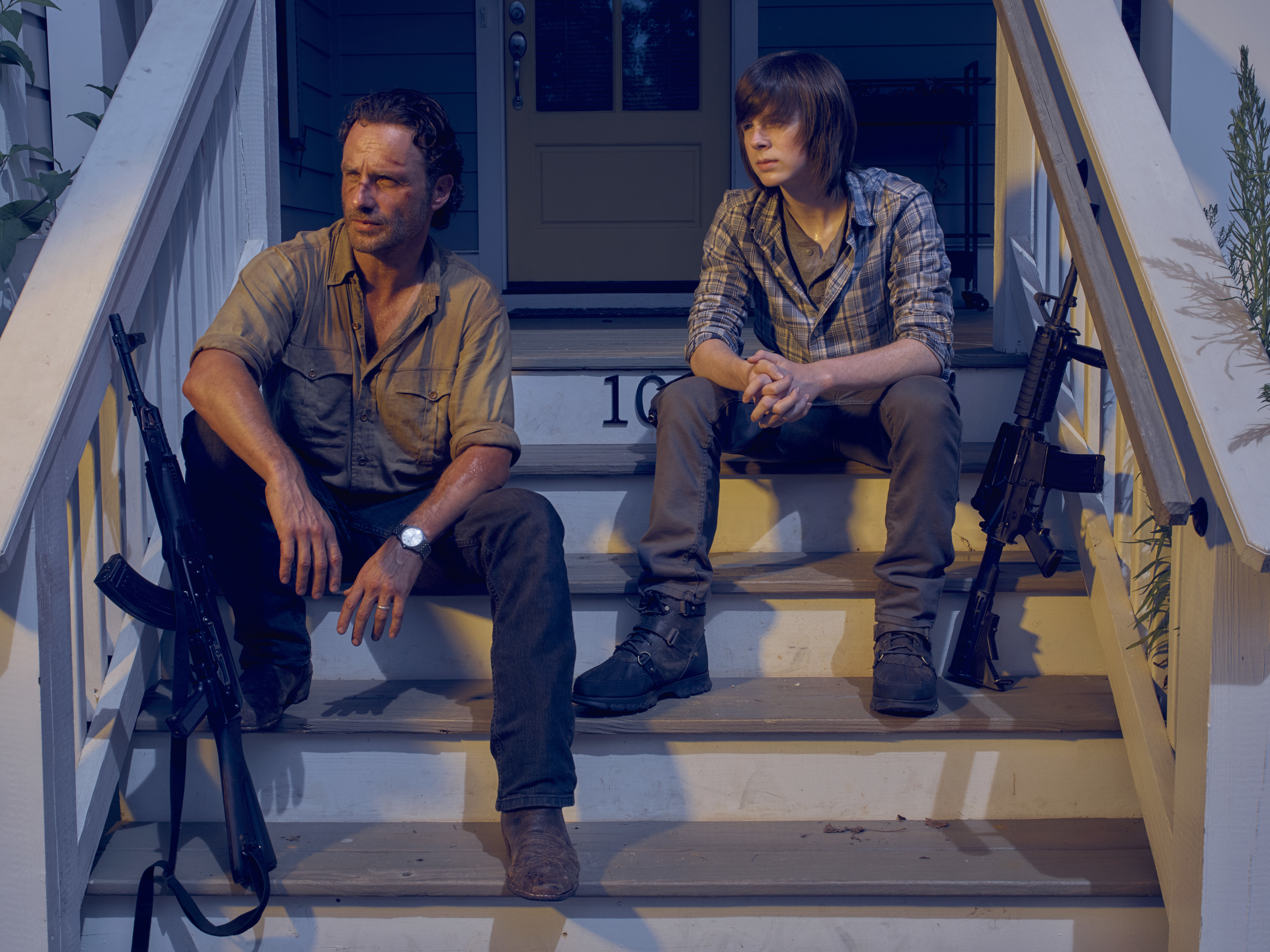 Andrew Lincoln Carl Grimes Chandler Riggs Rick Grimes The Walking Dead 3600x2699