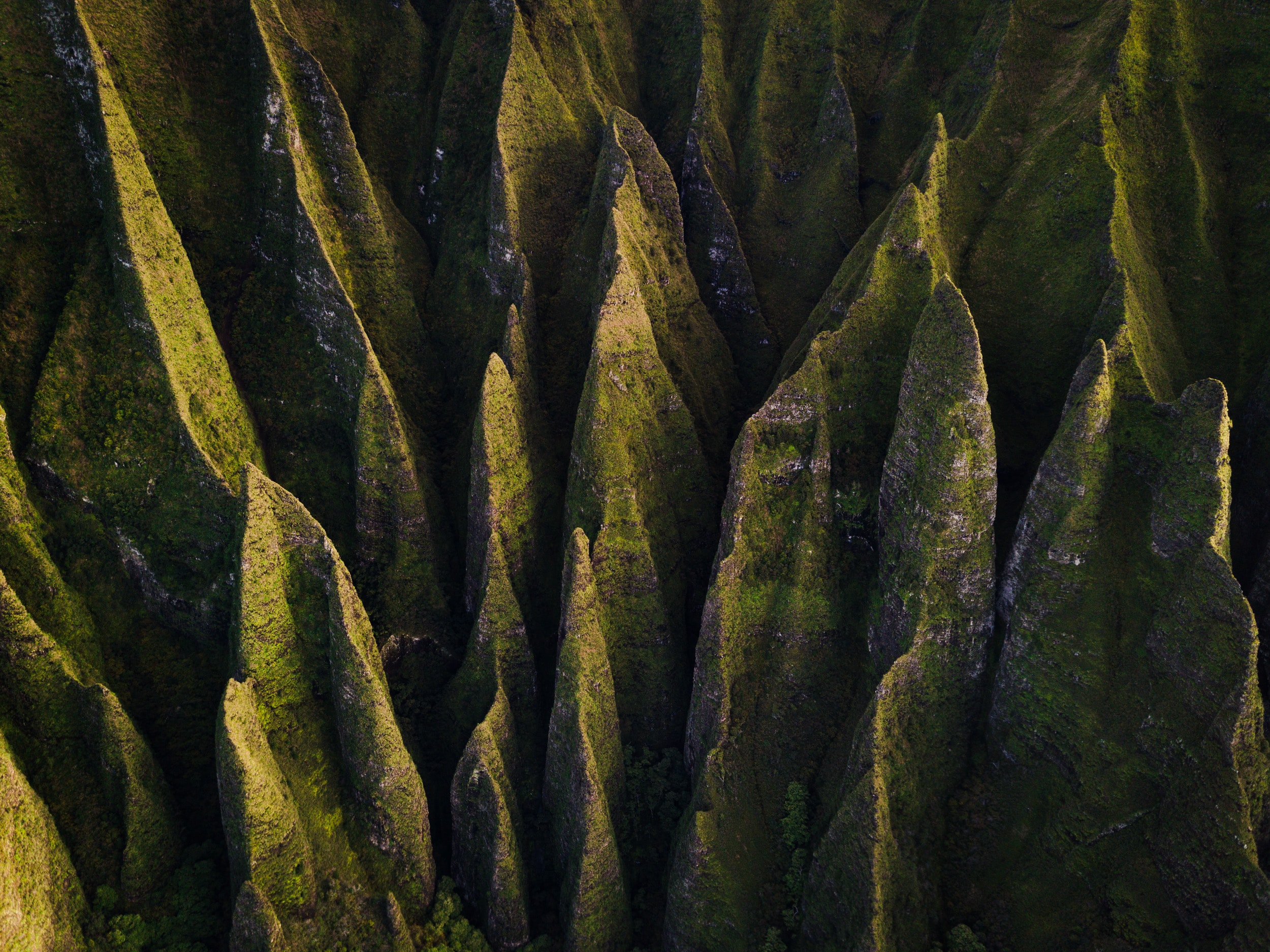 Landscape Aerial Rocks Moss Drone Photo Napali USA 2500x1874