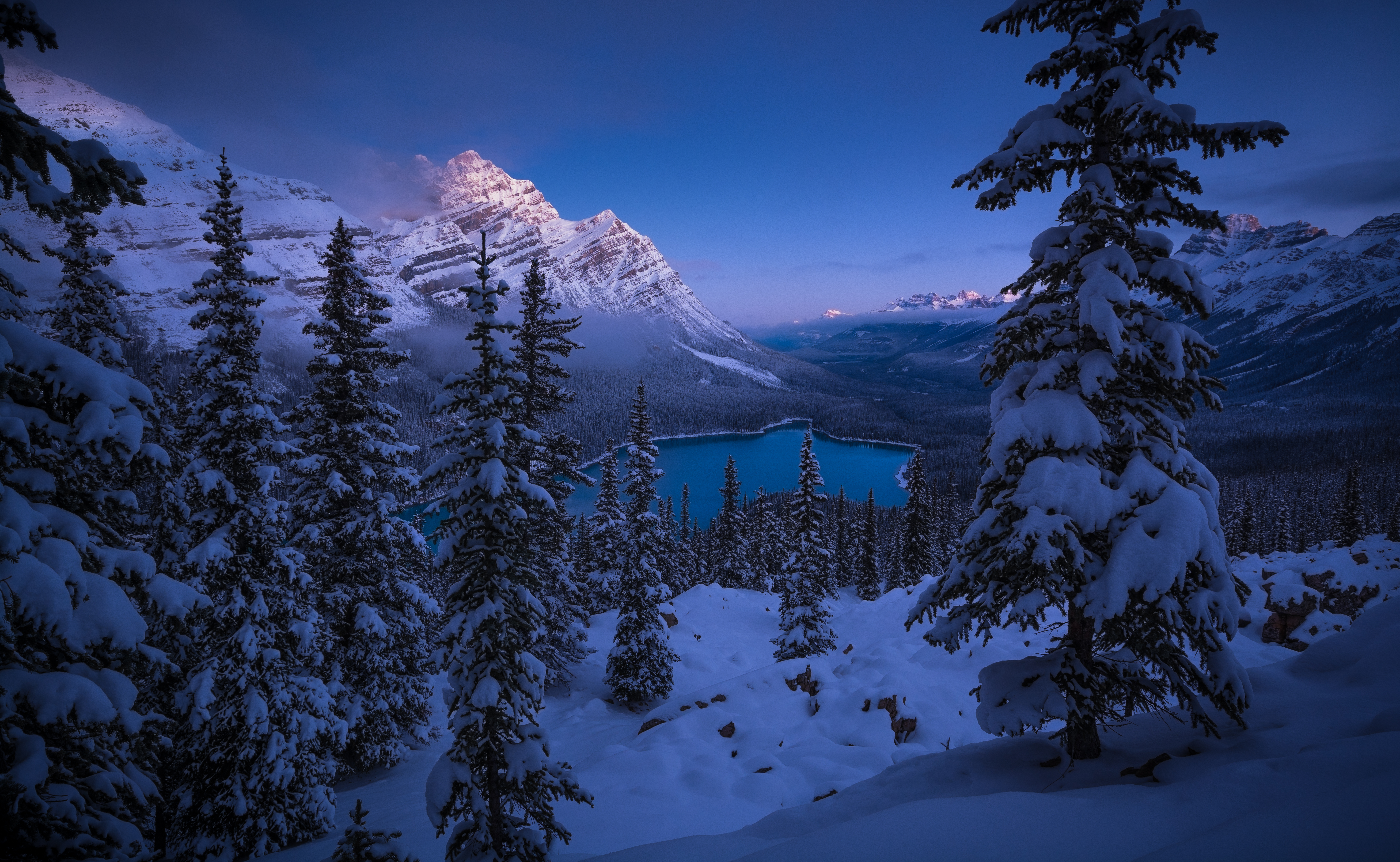 Banff National Park Lake Landscape Mountain Snow Tree Winter 5969x3675