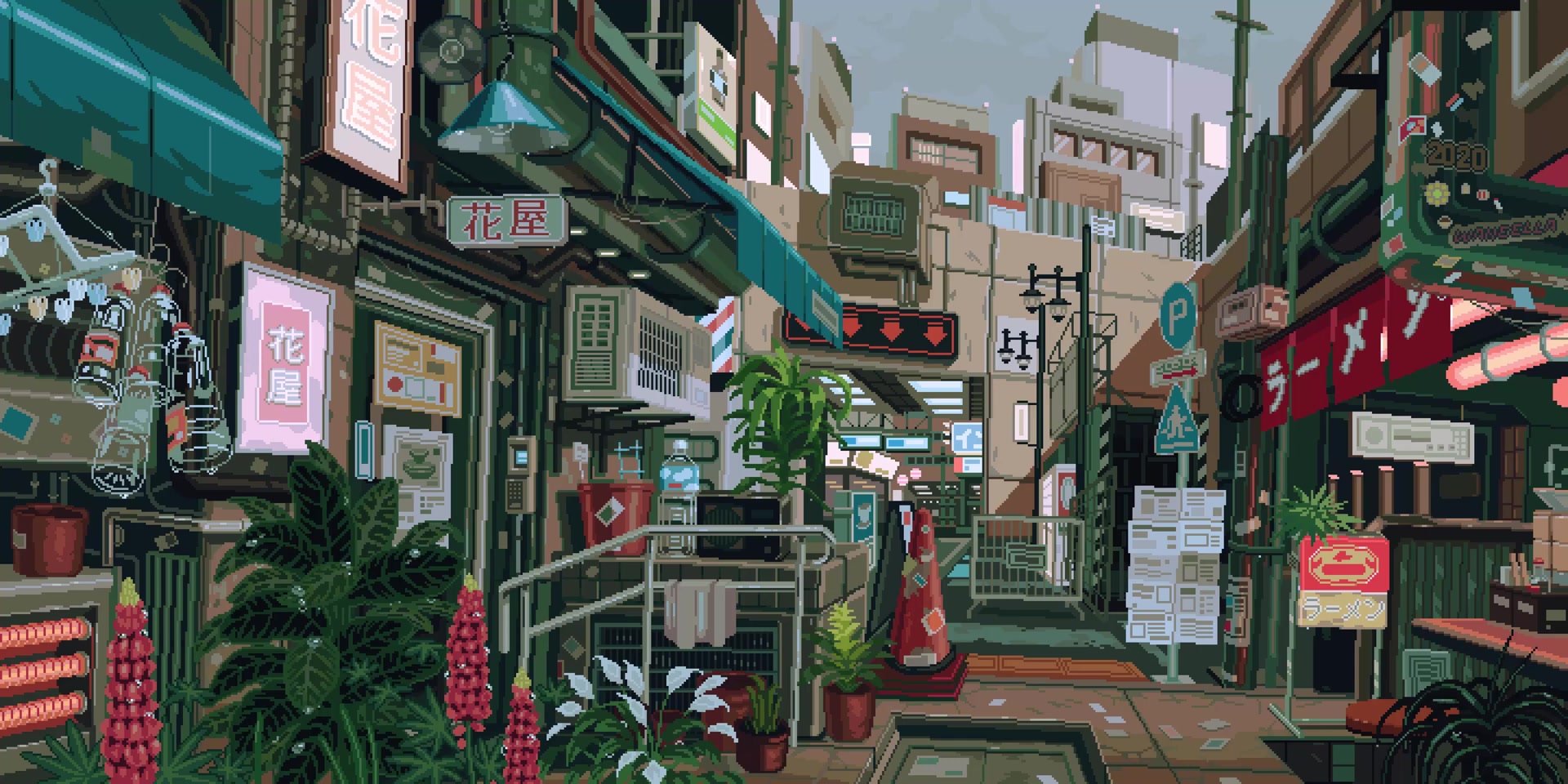 Pixel Art Town City Waneella 1920x960