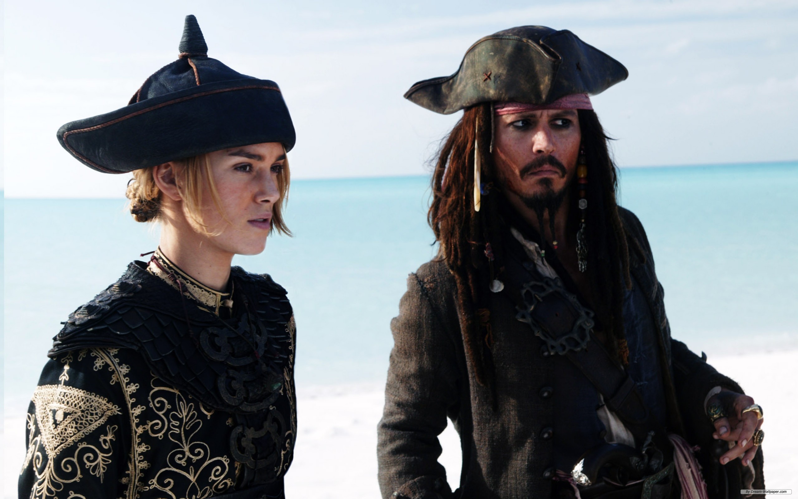 Elizabeth Swann Jack Sparrow Johnny Depp Keira Knightley 2560x1600