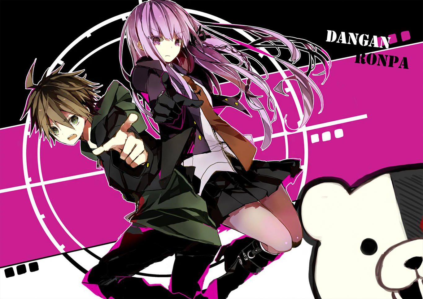 Danganronpa Ky Ko Kirigiri Makoto Naegi Monokuma Danganronpa 1366x966