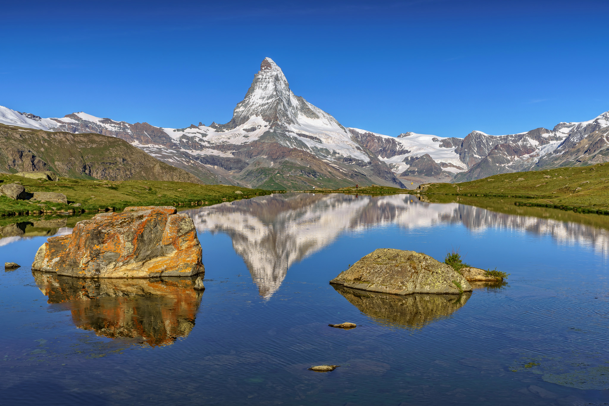 Alps Lake Landscape Matterhorn Nature Peak Reflection Rock Switzerland 2048x1366
