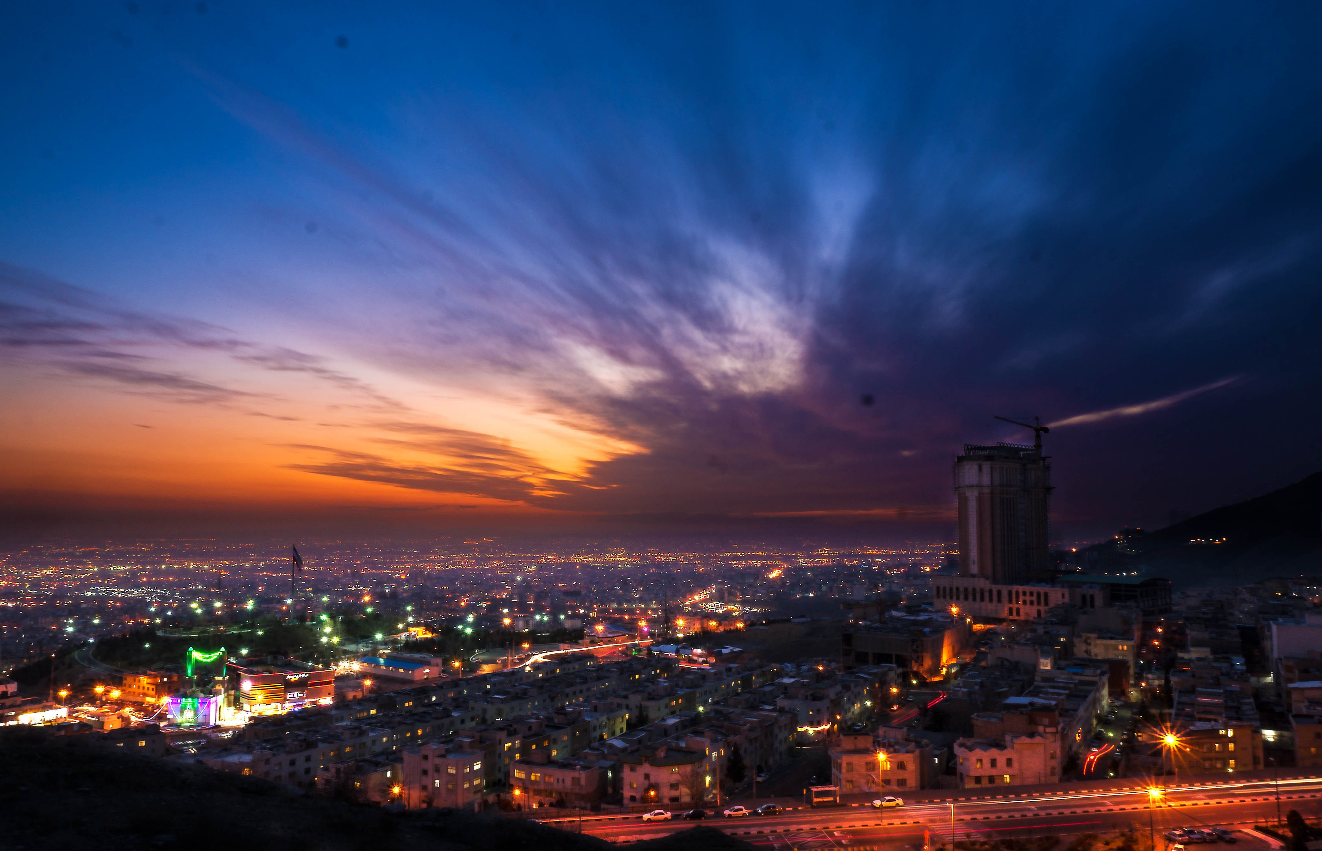 City Iran Night Sky Sunset Tehran 4574x2947