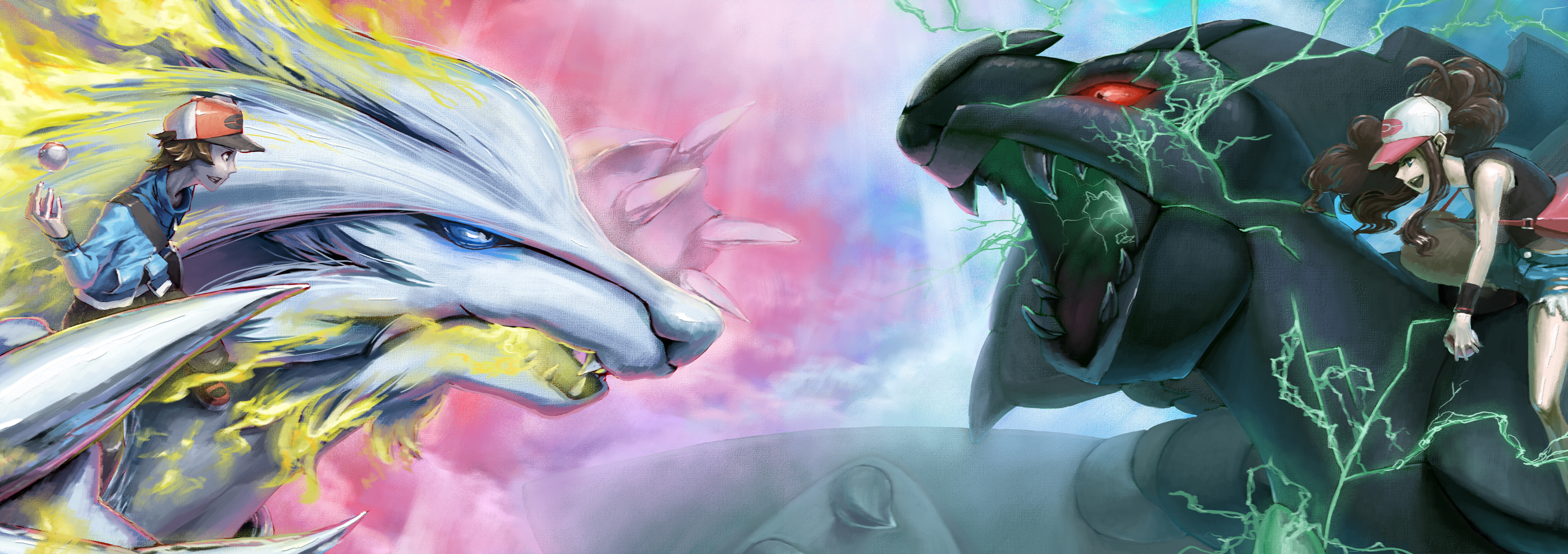 Pokemon Reshiram Pokemon Zekrom Pokemon 3508x1240