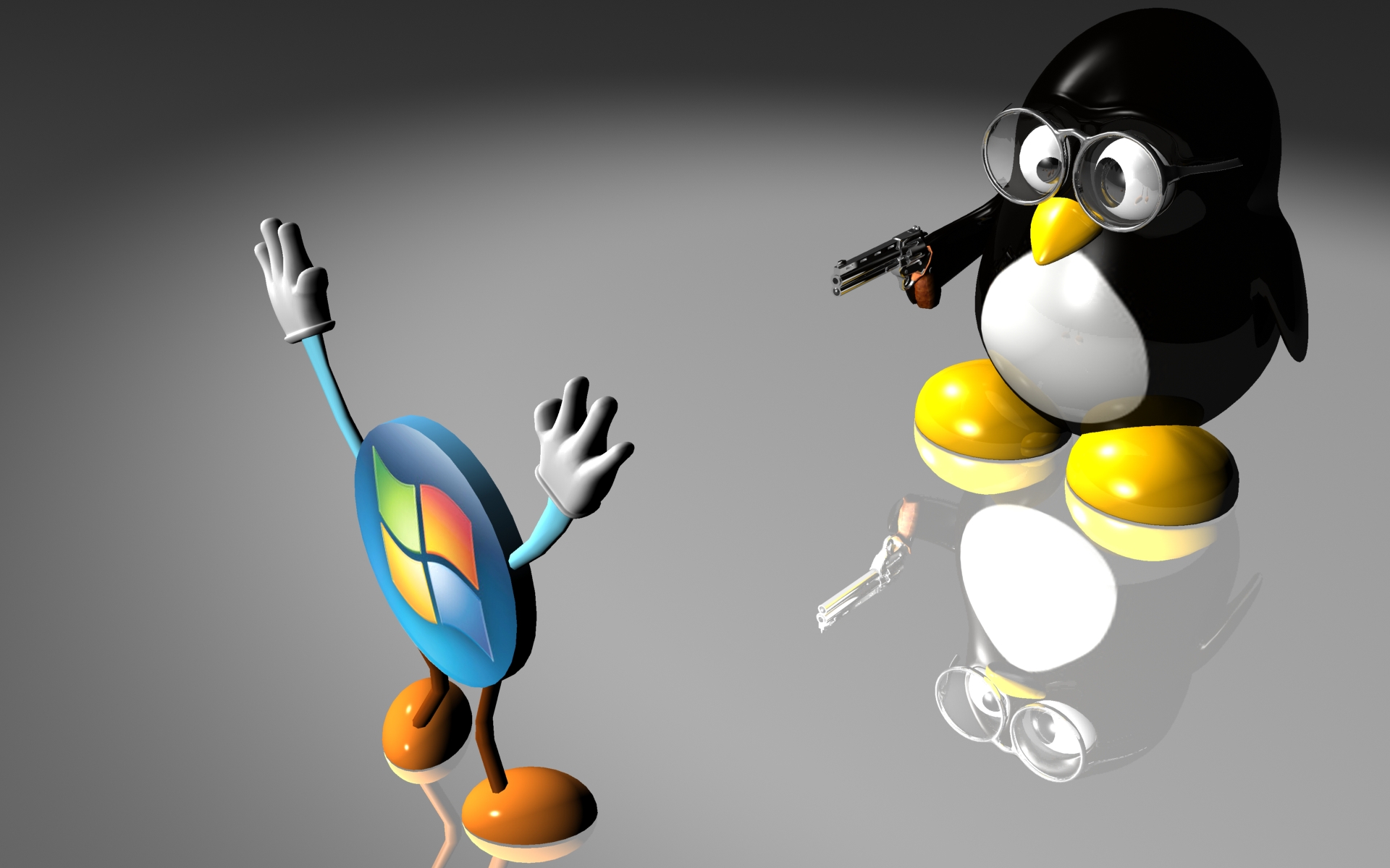 Gun Humor Linux Penguin Windows 1920x1200