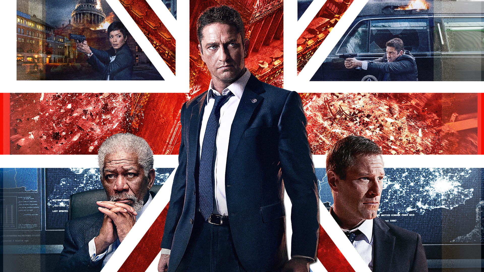 Aaron Eckhart Alan Trumbull Benjamin Asher Gerard Butler Mike Banning Morgan Freeman 1920x1080