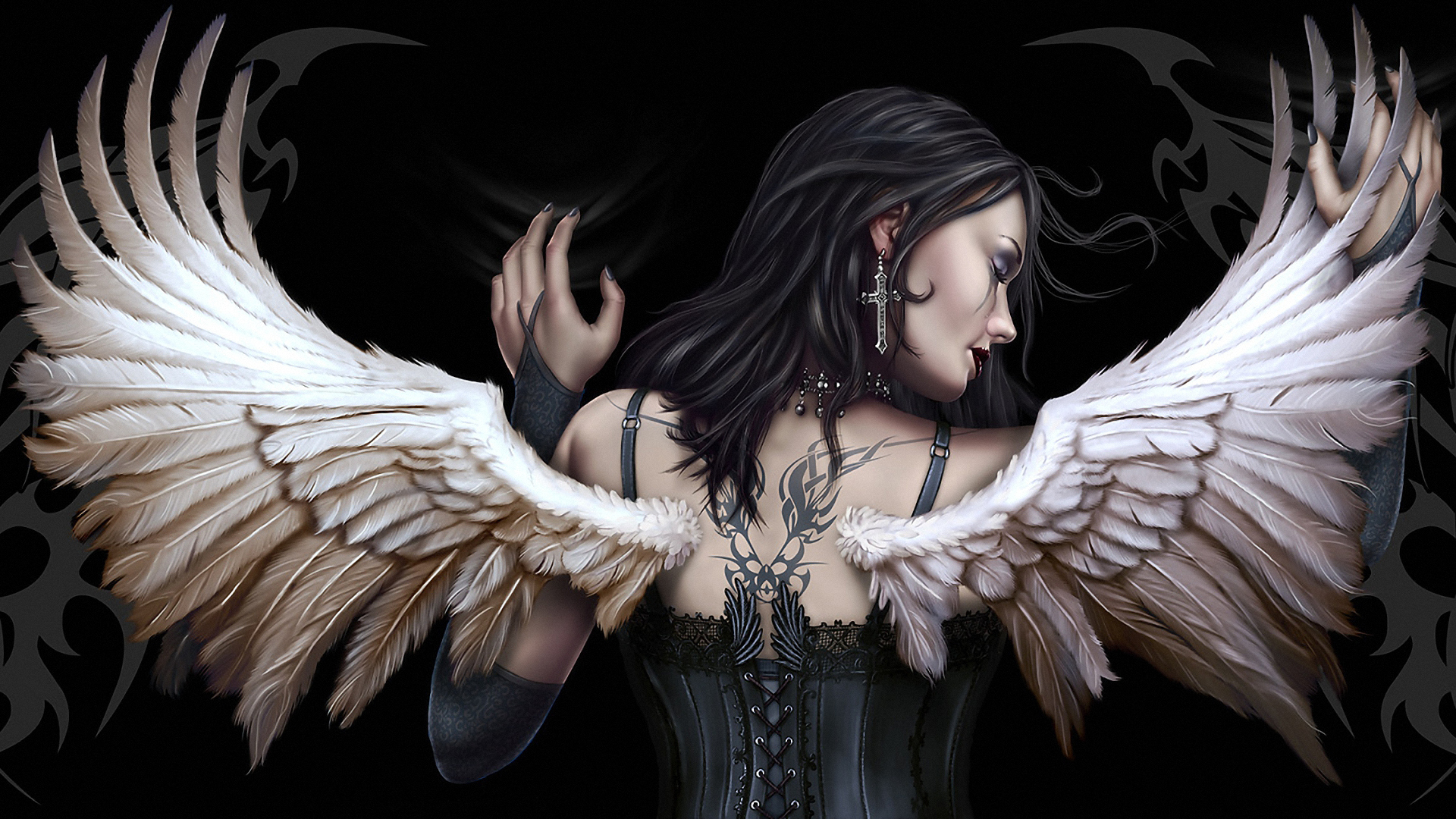 Fallen Angel Gothic Halloween Wings 1920x1080