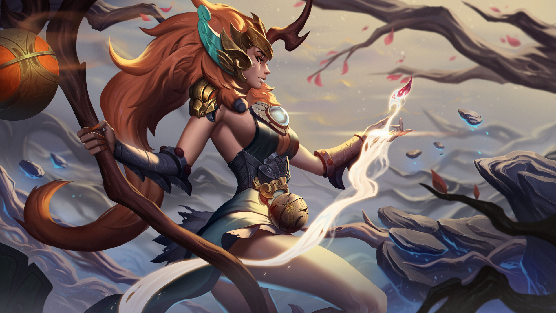 Unstable Anomaly Drawing League Of Legends Women Soraka League Of Legends Redhead Magician Staff Spe 1920x1081