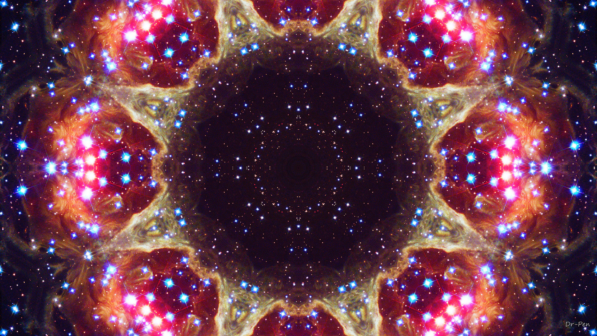 Abstract Artistic Digital Art Galaxy Mandala Manipulation Pattern Red Space 1920x1080