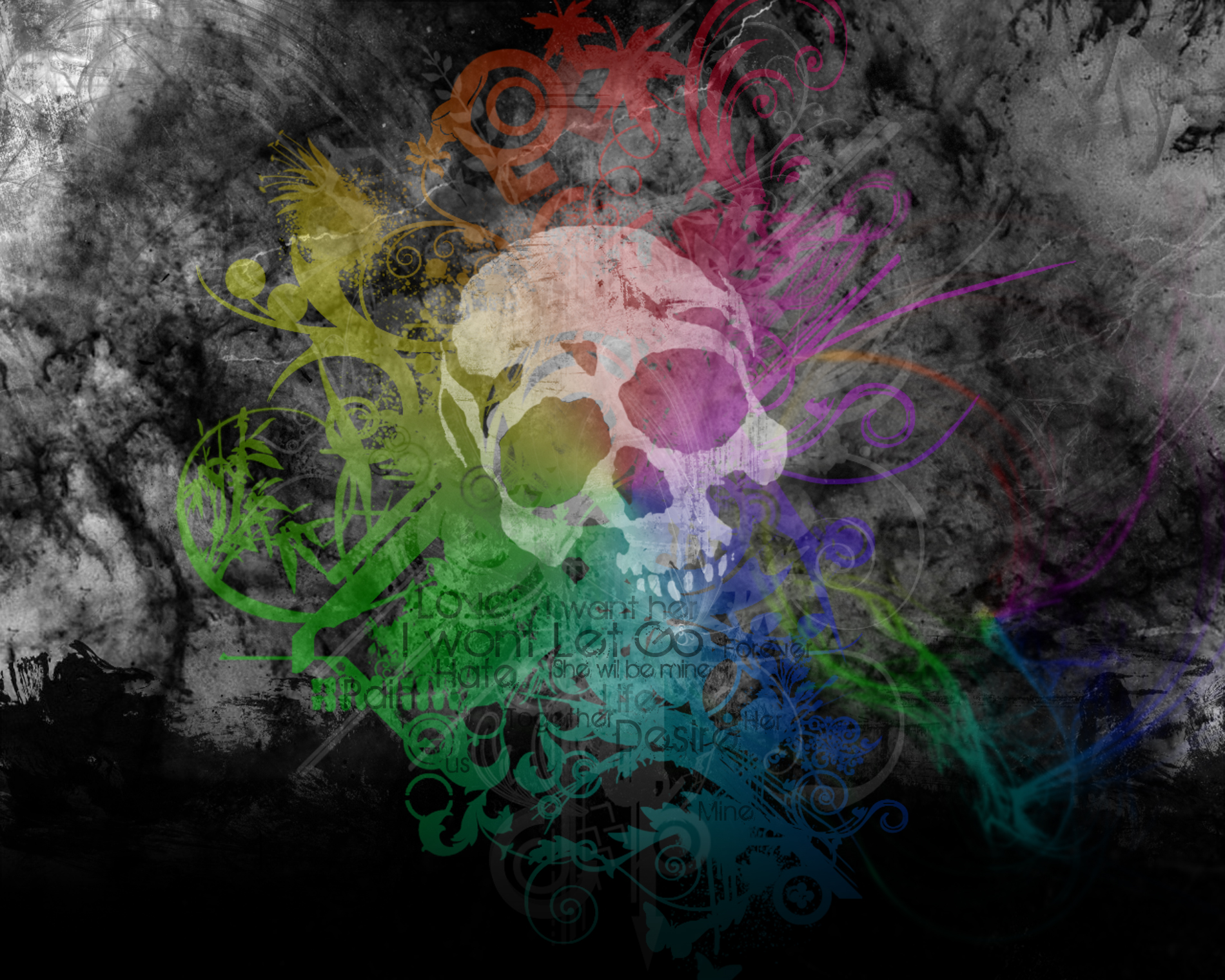 Rainbowcolored Skulls and Roses Live Wallpaper  free download