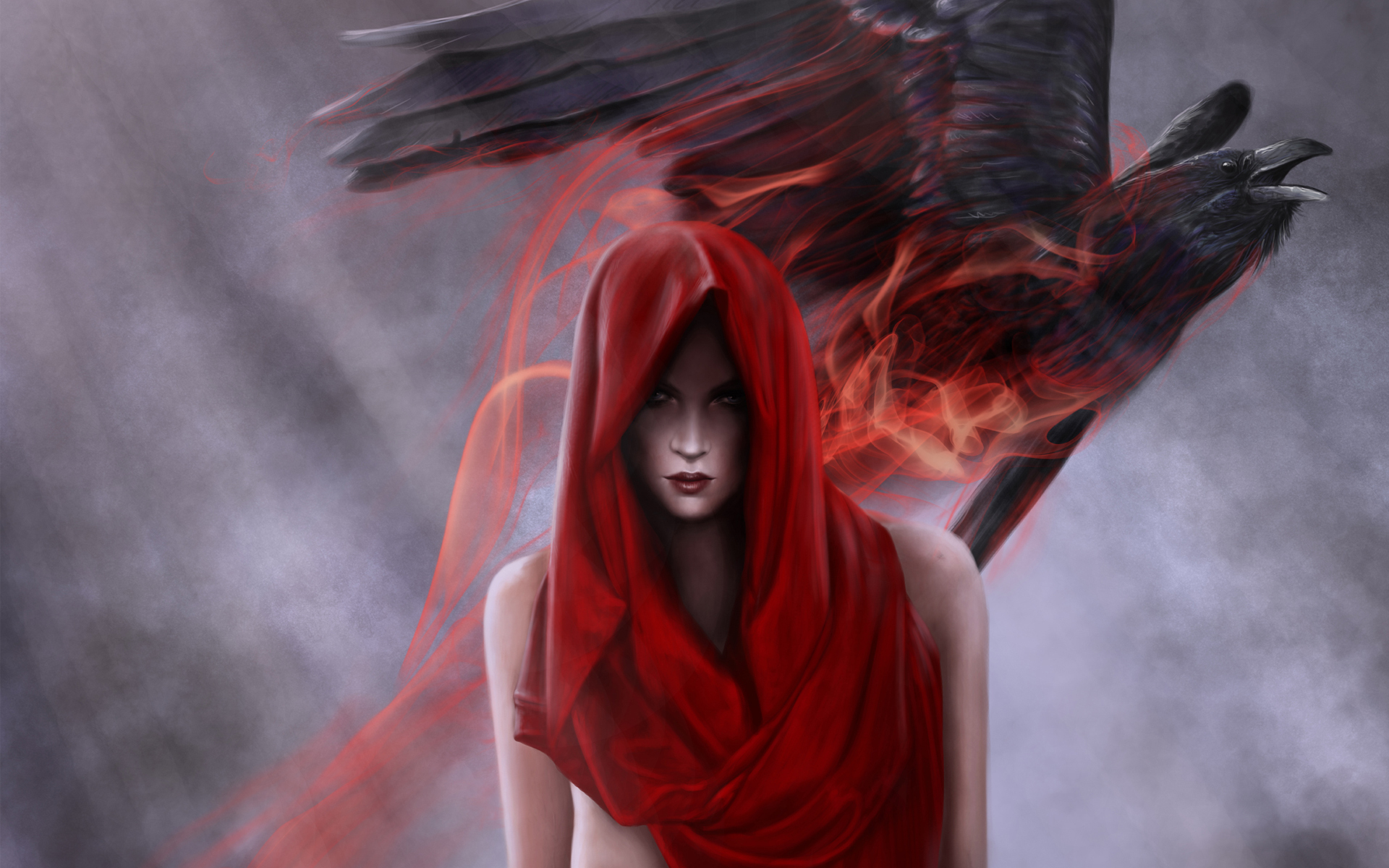 Death Fantasy Occult Raven Woman 1920x1200
