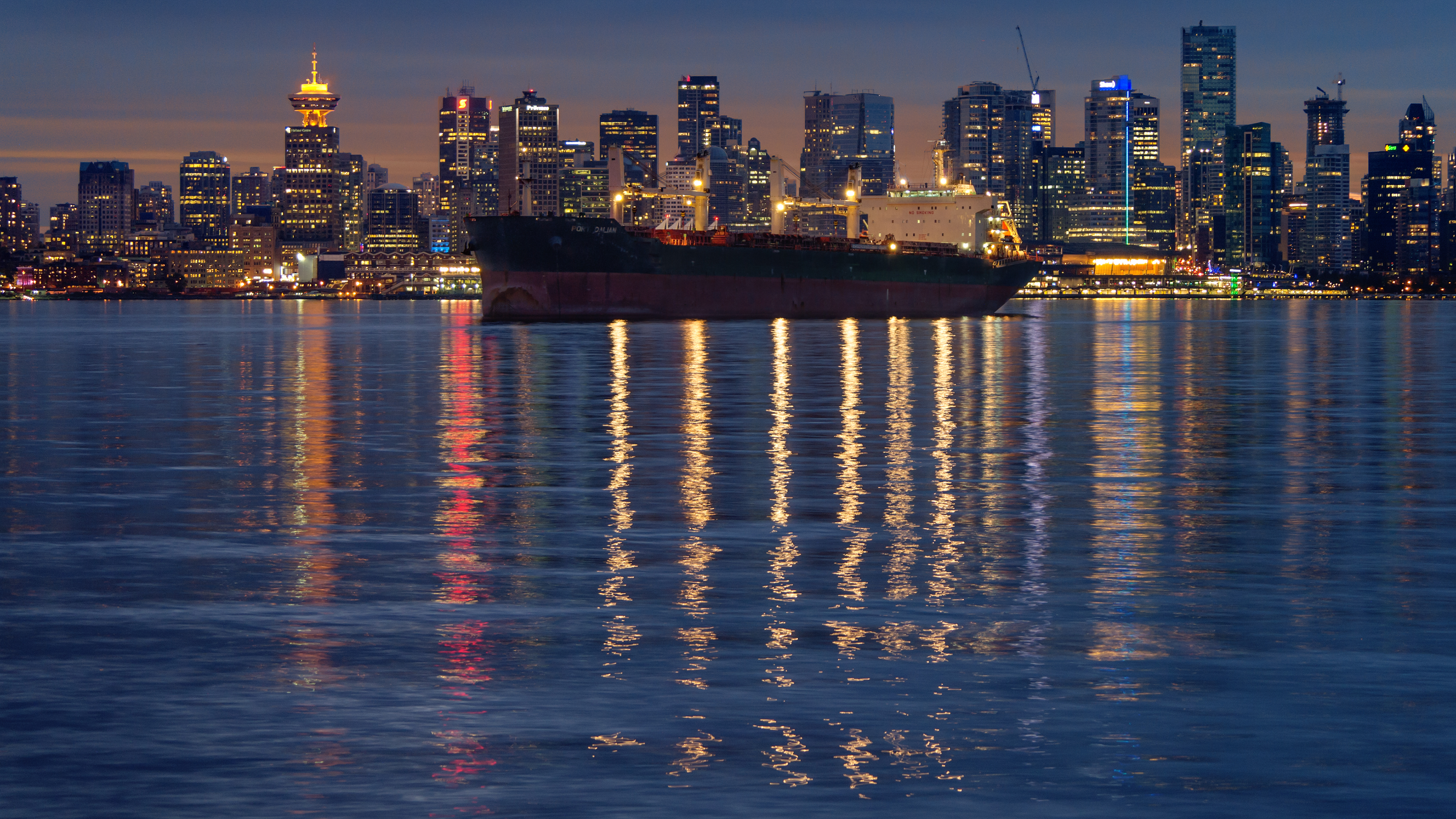 Canada Night Ship Vancouver 3840x2160