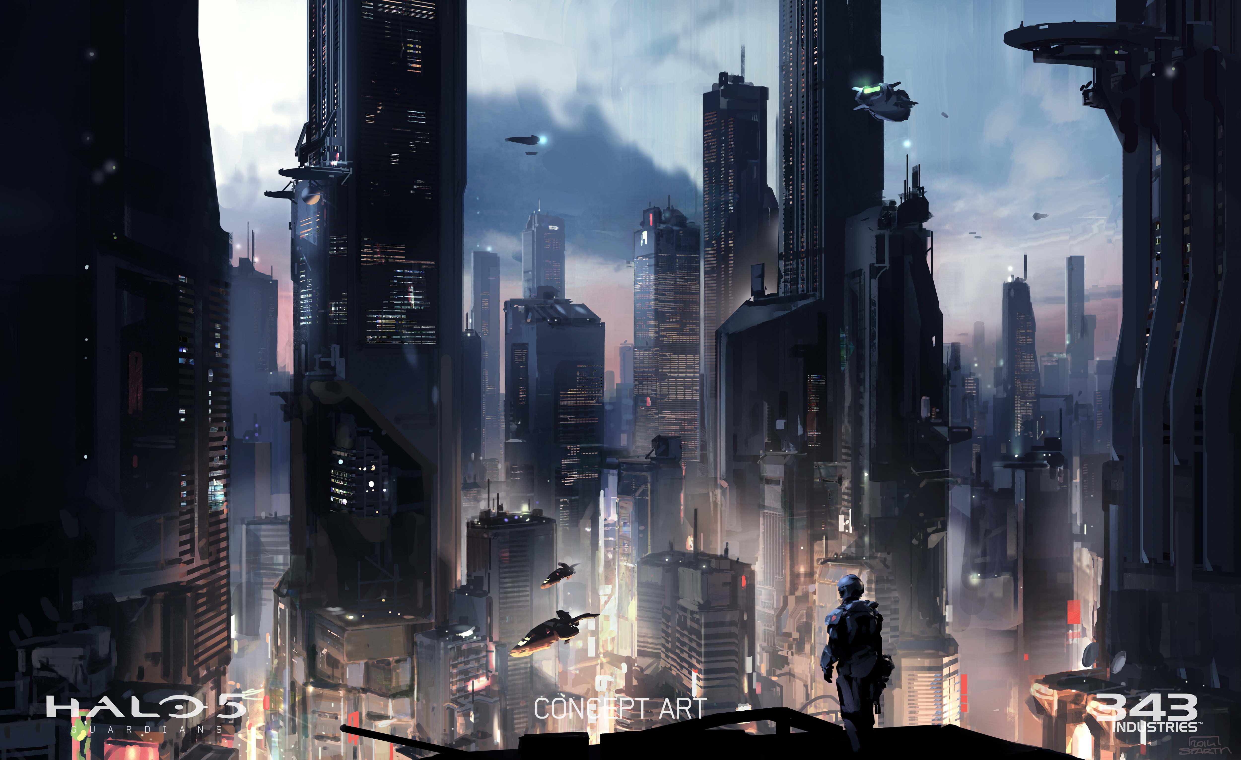 City Futuristic Halo Sci Fi 5000x3063