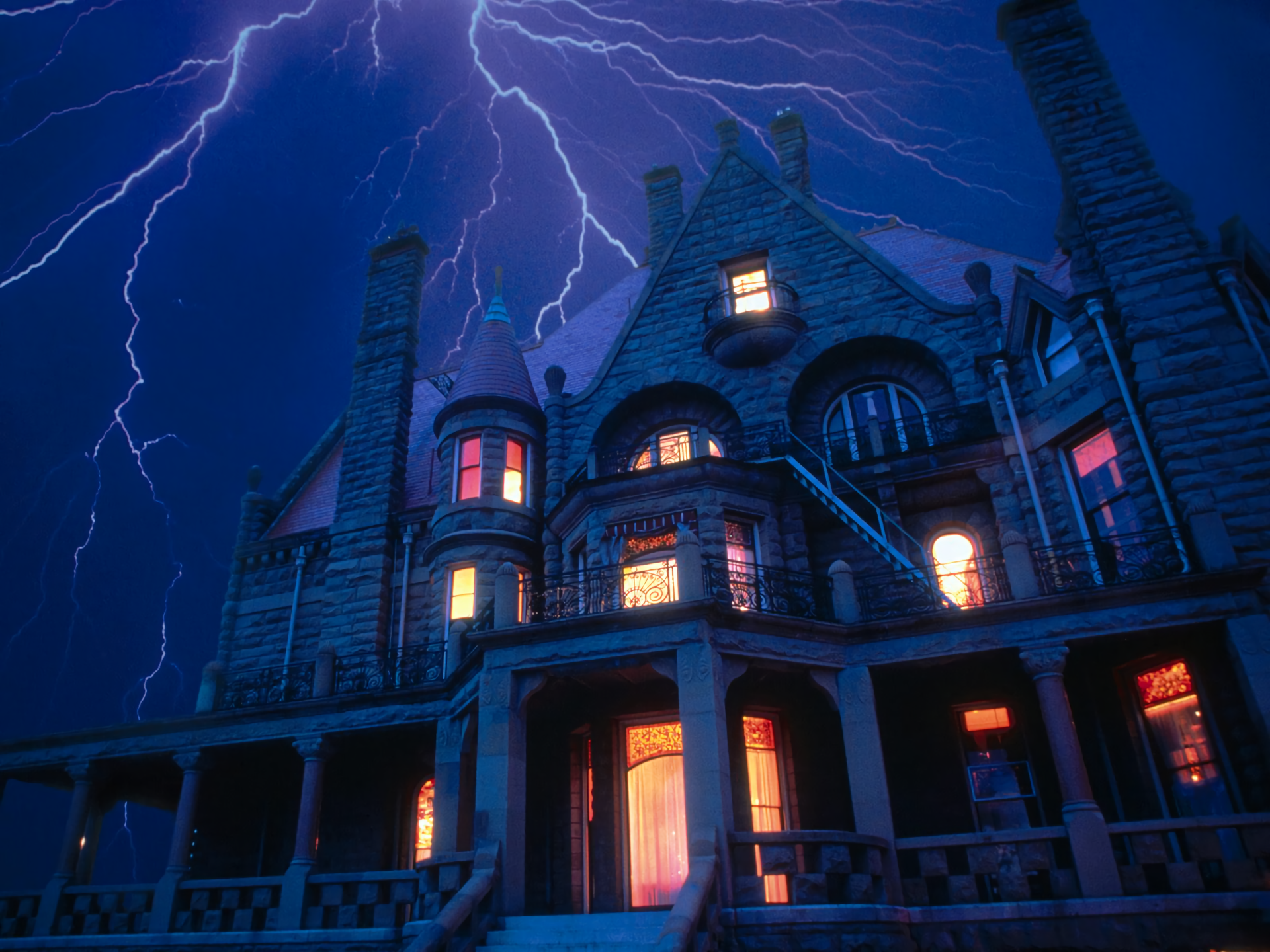 Dark Fantasy Halloween Haunted Haunted House Holiday House Light Lightning Night 1920x1440