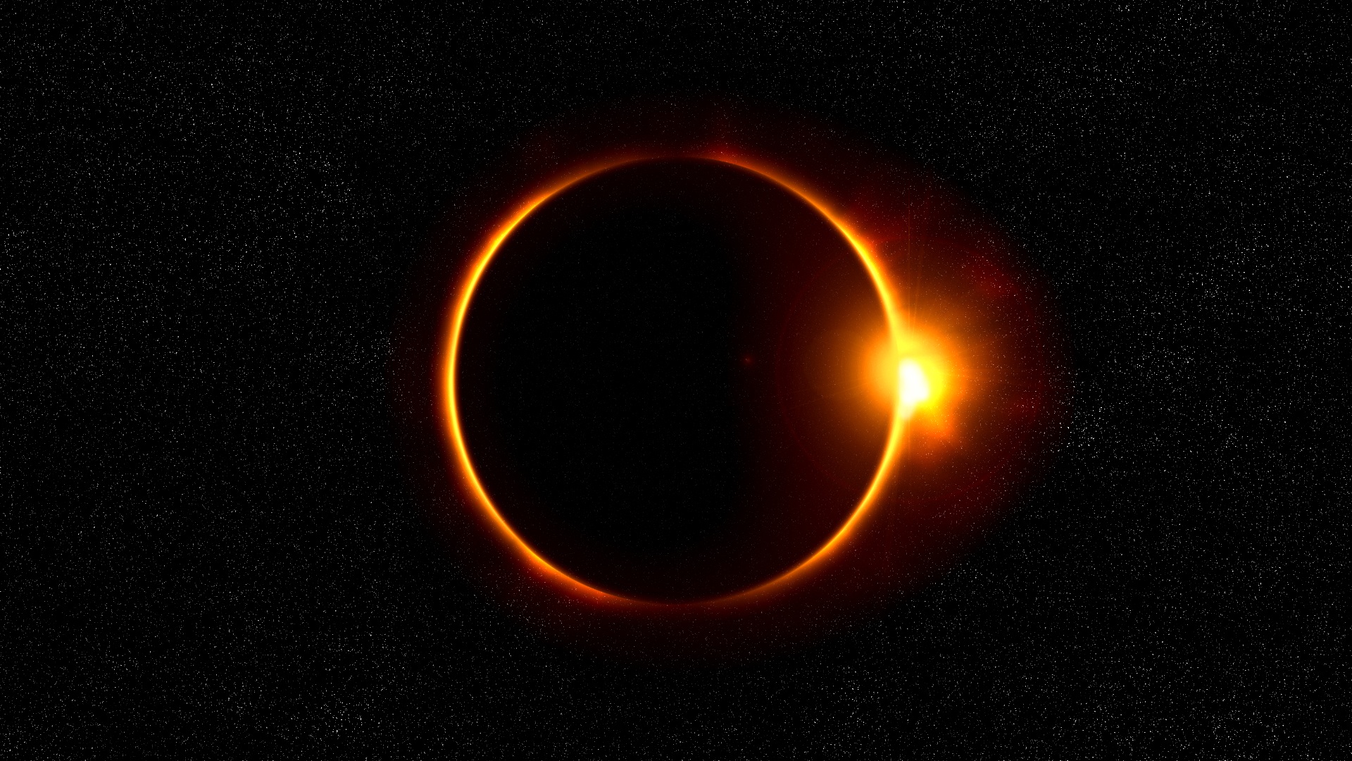 Black Eclipse Solar Eclipse Starry Sky Sun Orange Color 1920x1080