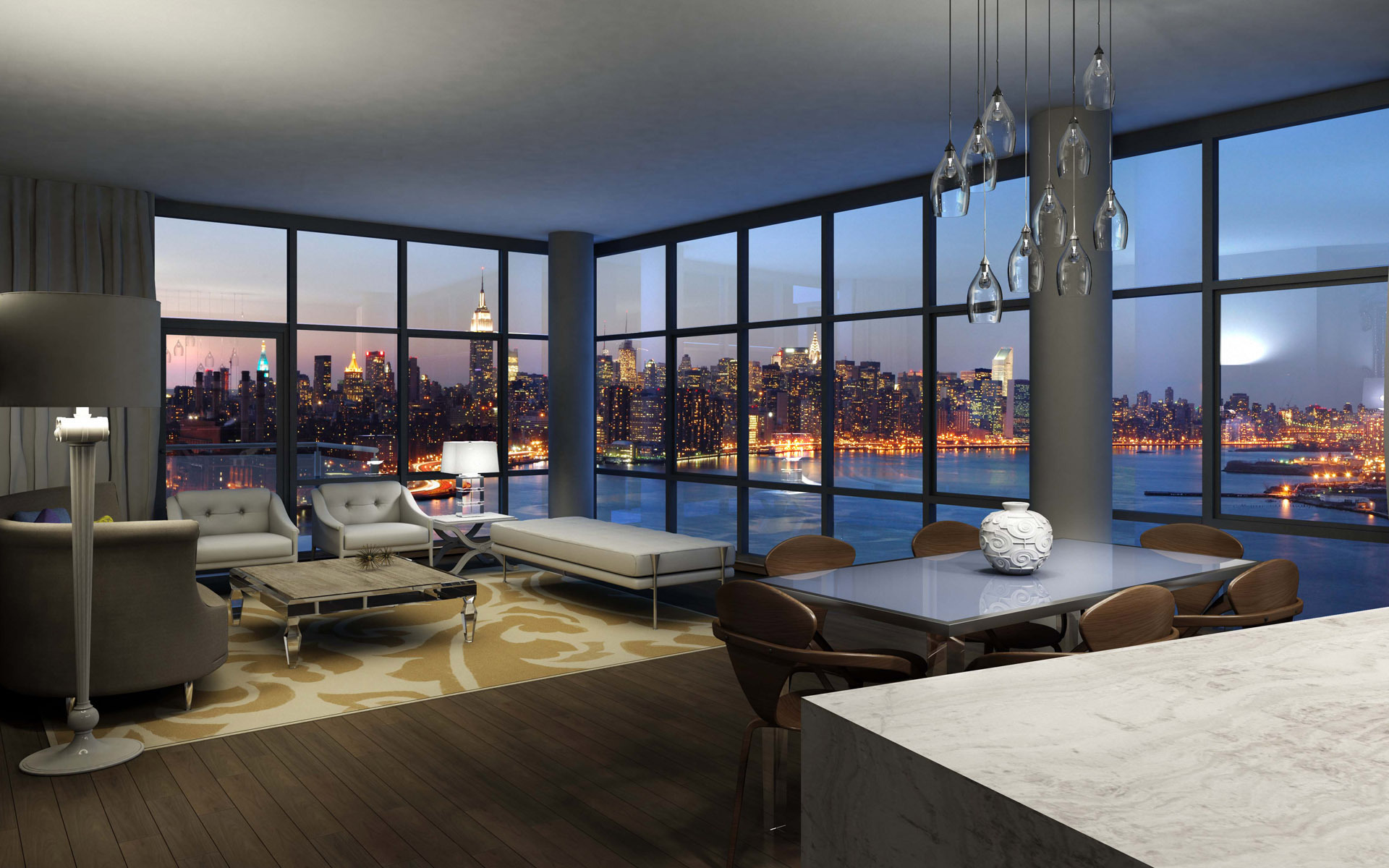Brooklyn Hudson River Manhattan New York Penthouse 1920x1200