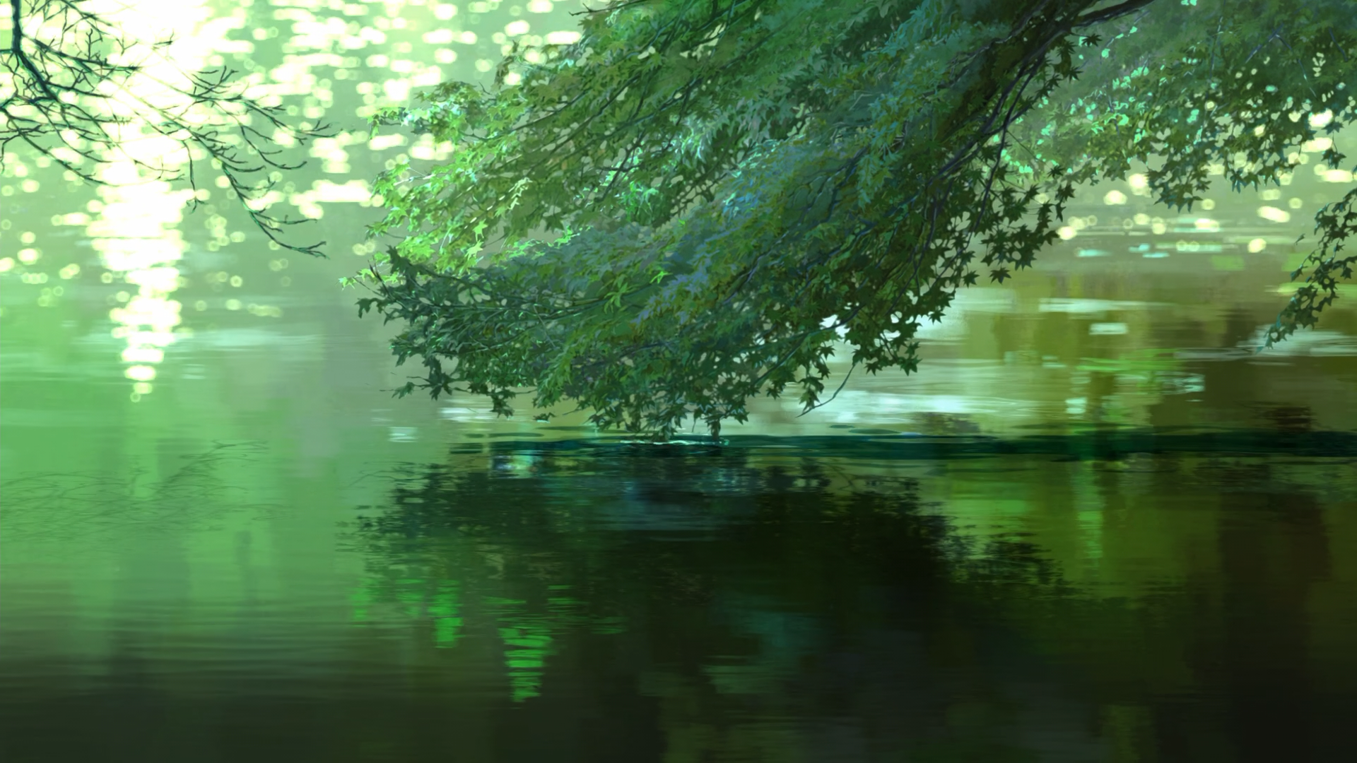 The Garden Of Words Makoto Shinkai Leaves Reflection Anime 1920x1080