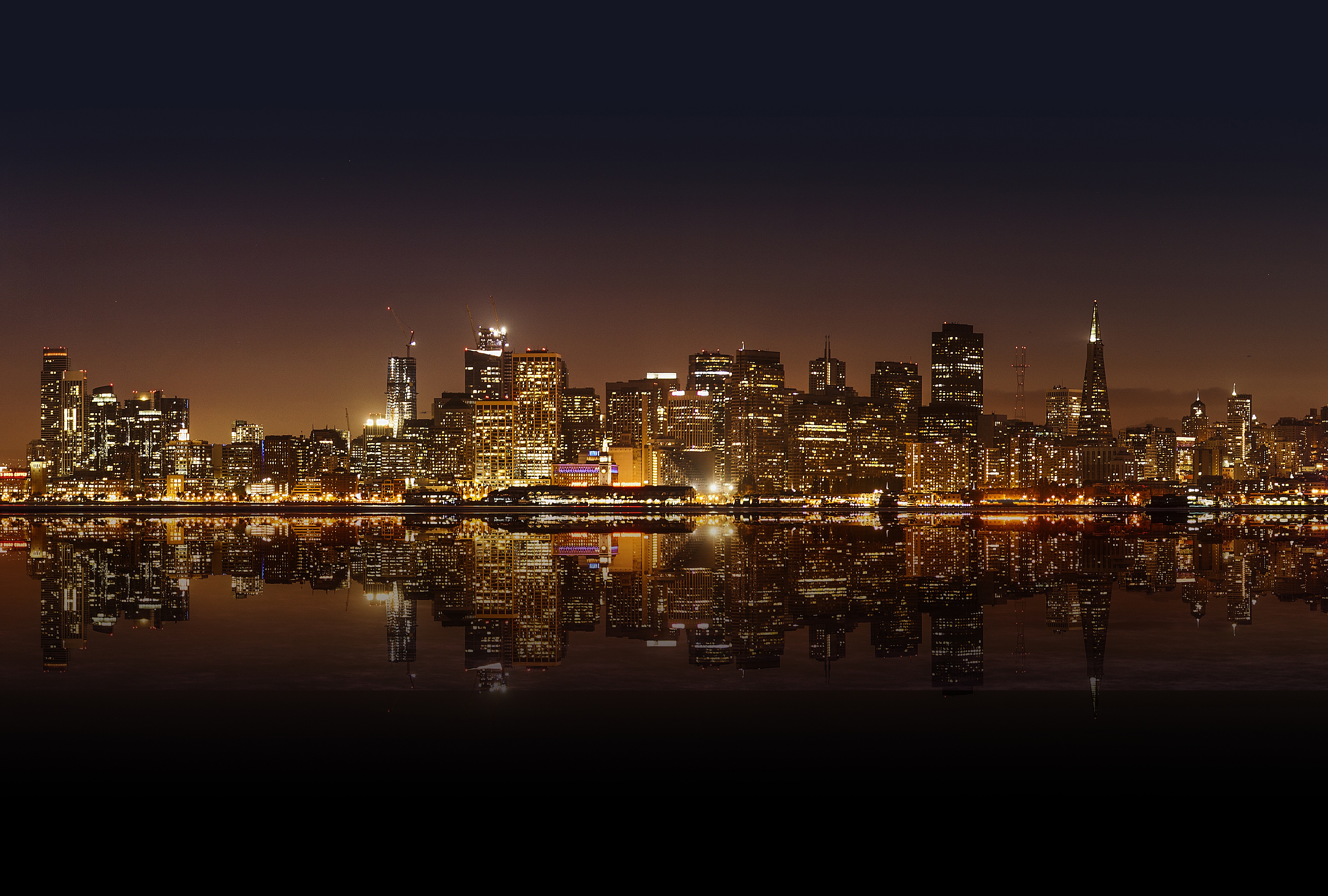 Building City Light Night Reflection San Francisco Skyscraper Usa 4158x2806