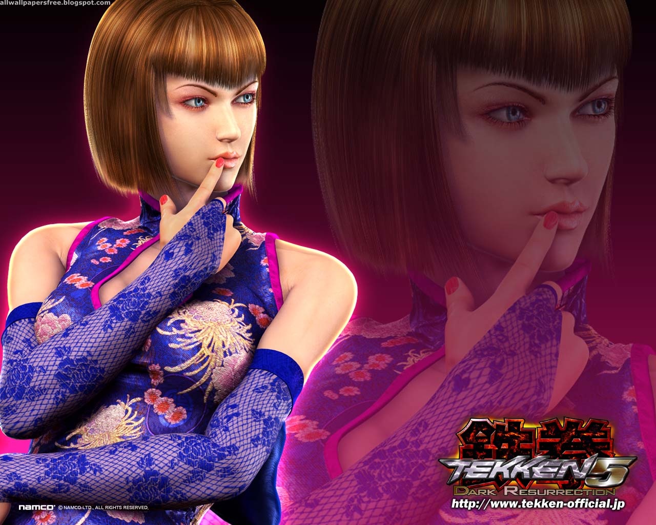 Anna Williams Blue Eyes Brown Hair Close Up Short Hair Tekken Tekken 5 Woman 1280x1024