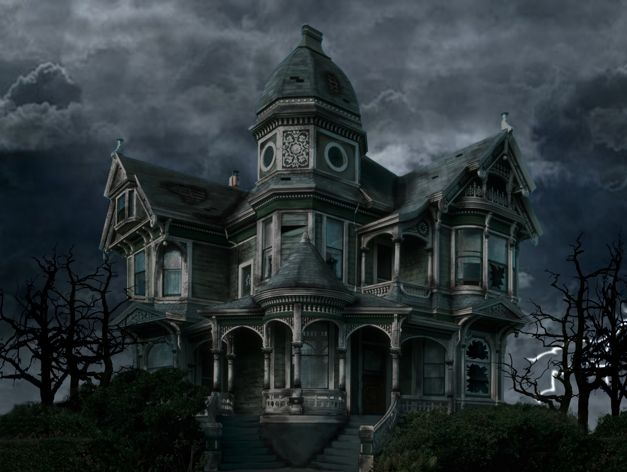 Cloud Dark Halloween Haunted House Holiday House Night Old Victorian 2088x1572