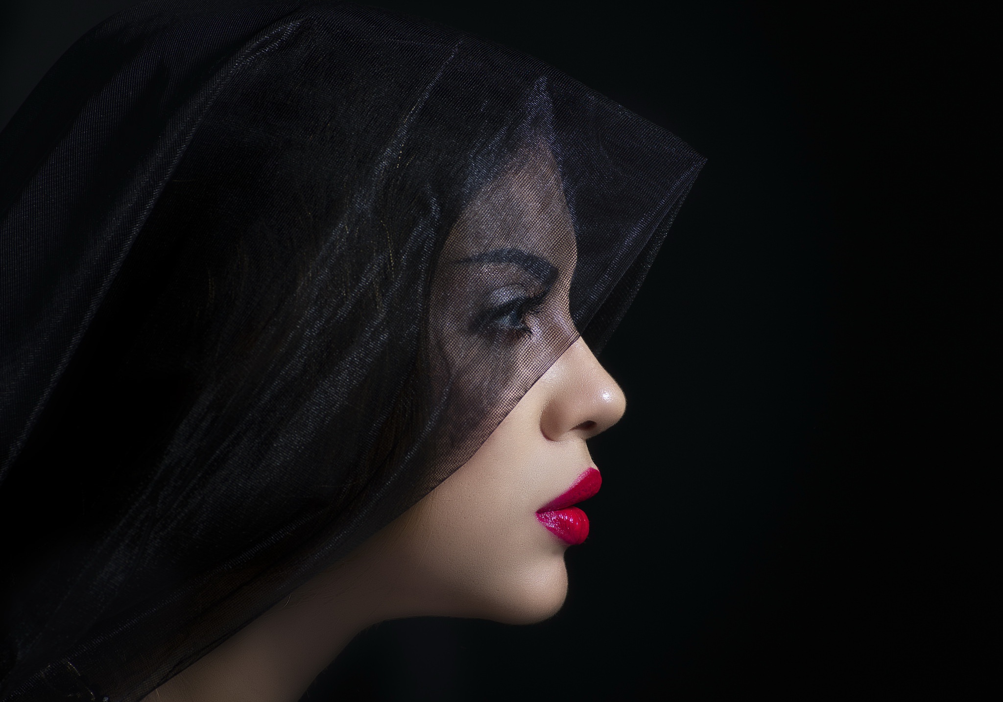 Face Girl Lipstick Model Veil Woman 2048x1434