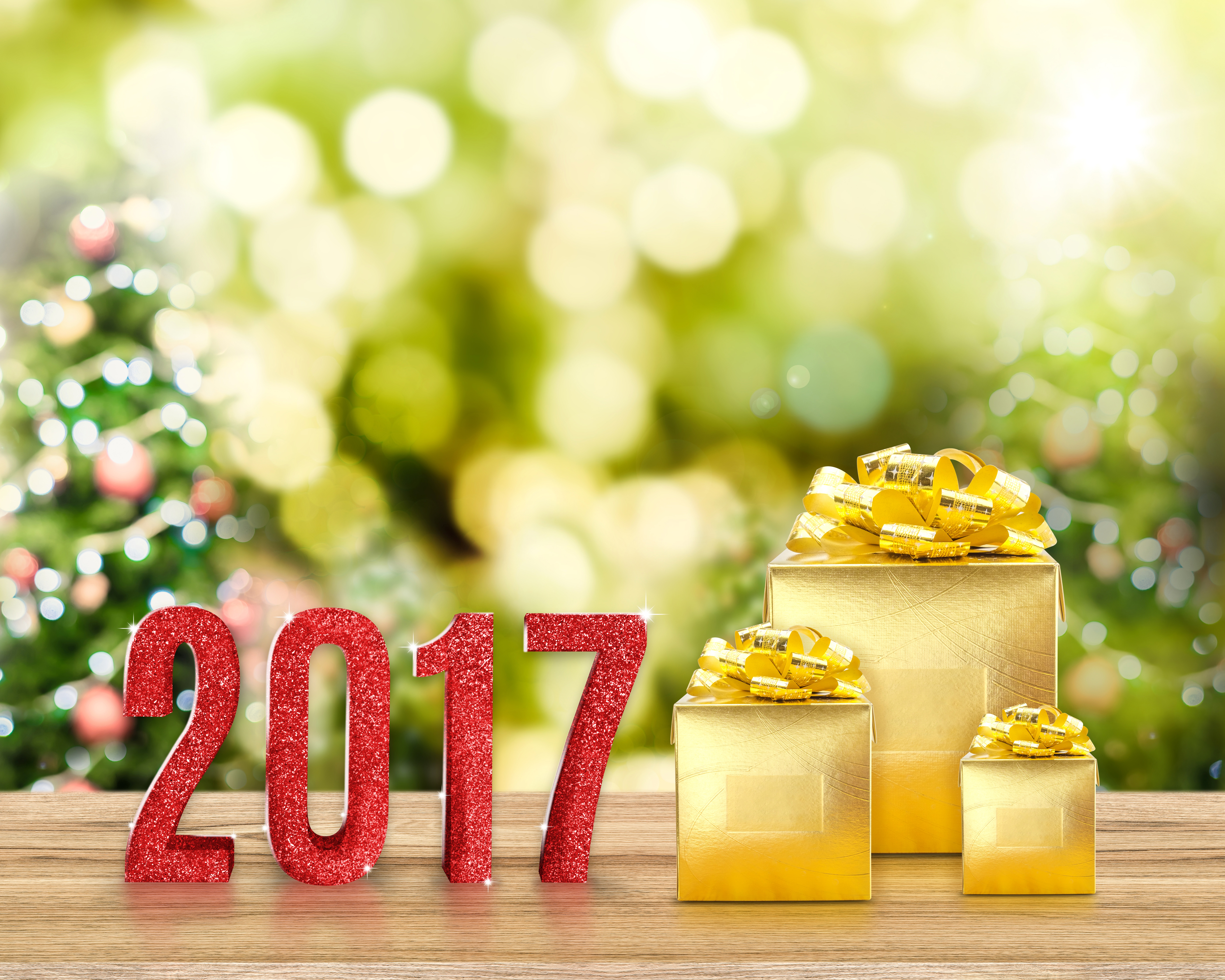 Bokeh Gift New Year 2017 7000x5600