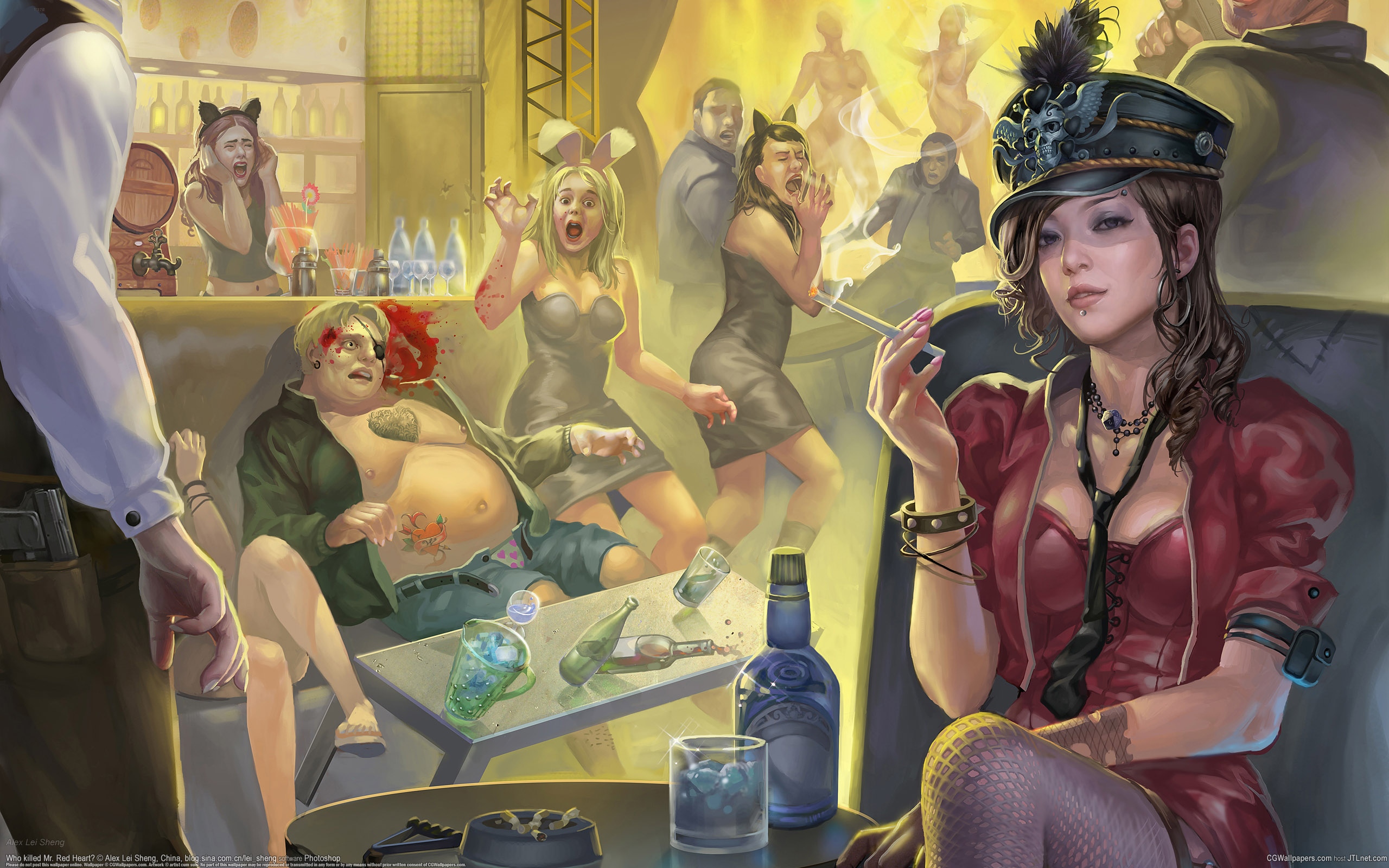 Death Party People Smoking Woman 2560x1600