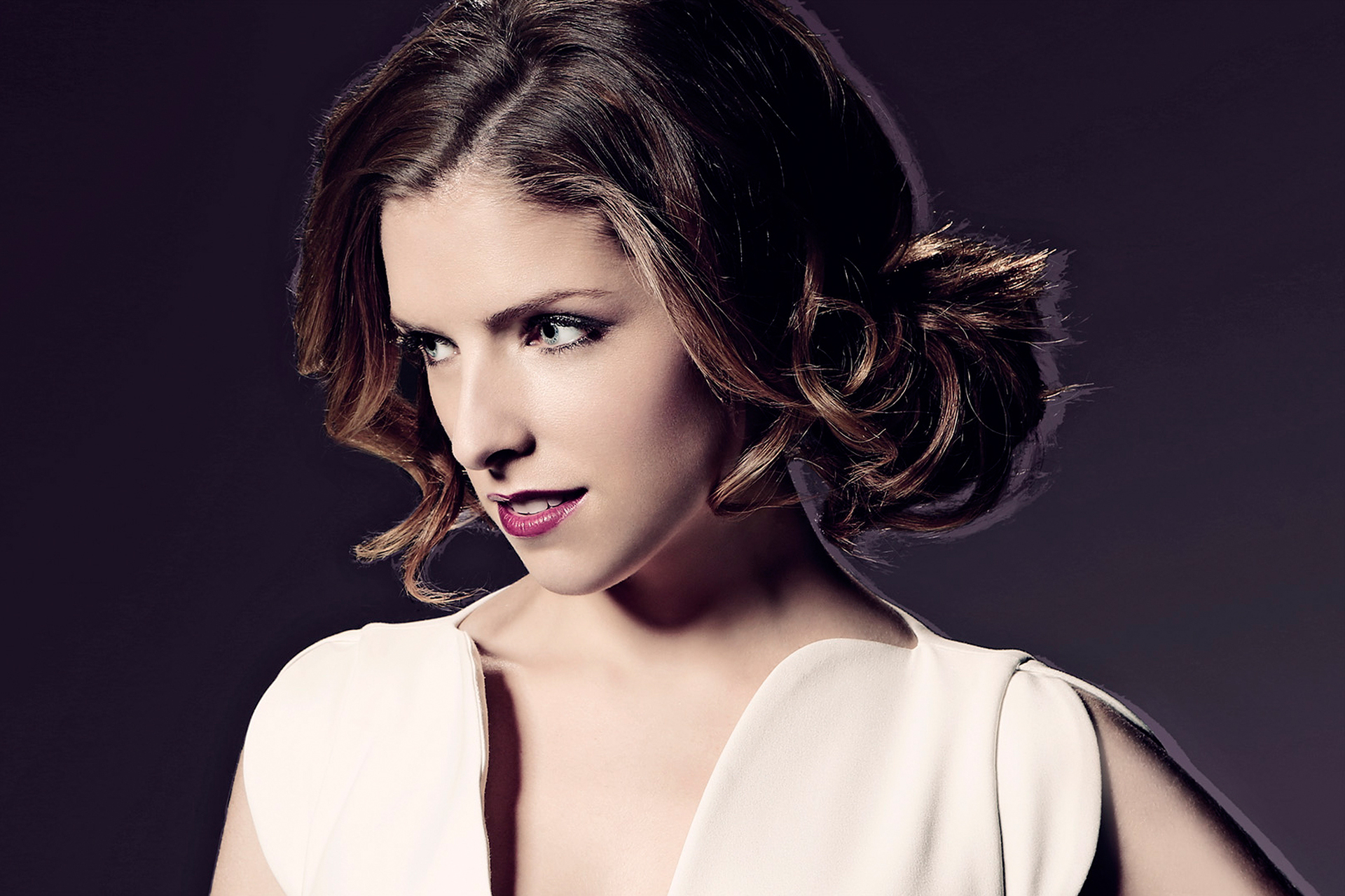 Actress Anna Kendrick Blue Eyes Brunette Face Lipstick 1920x1280