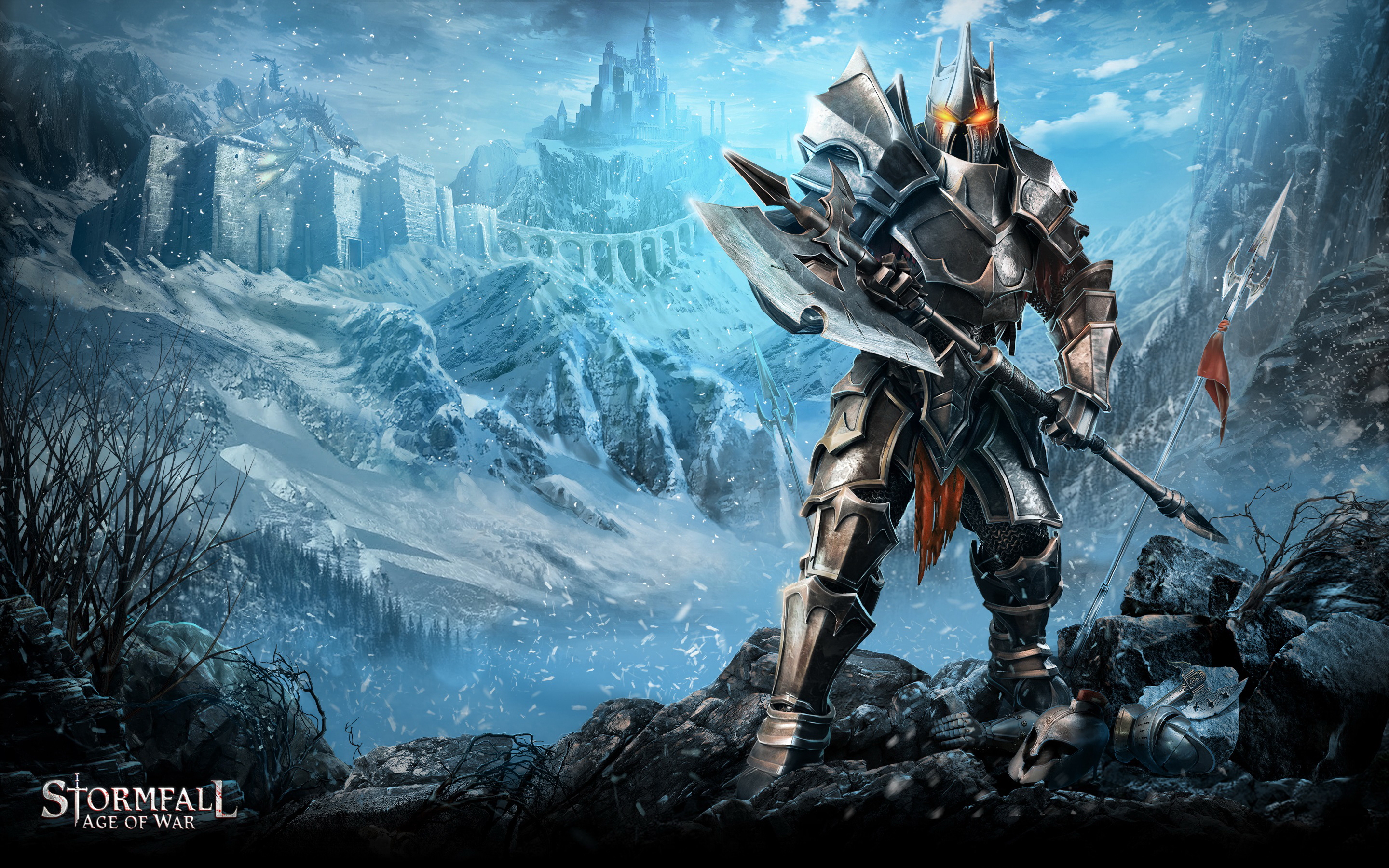 Armor Castle Snowfall Stormfall Age Of War Warrior Weapon Winter 2880x1800